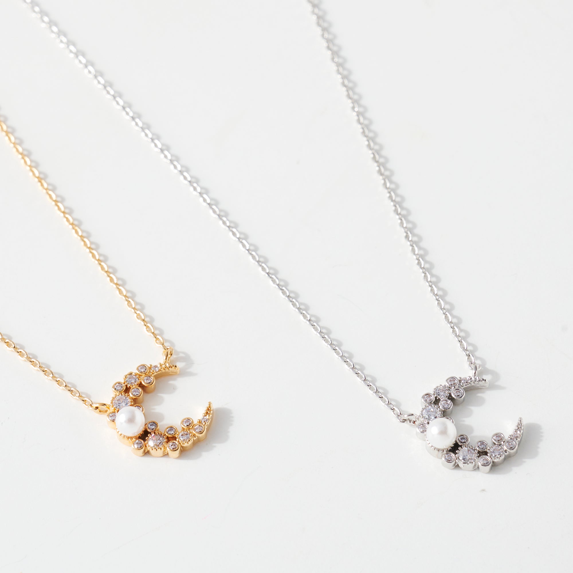 Moon Pearl Charm Necklace