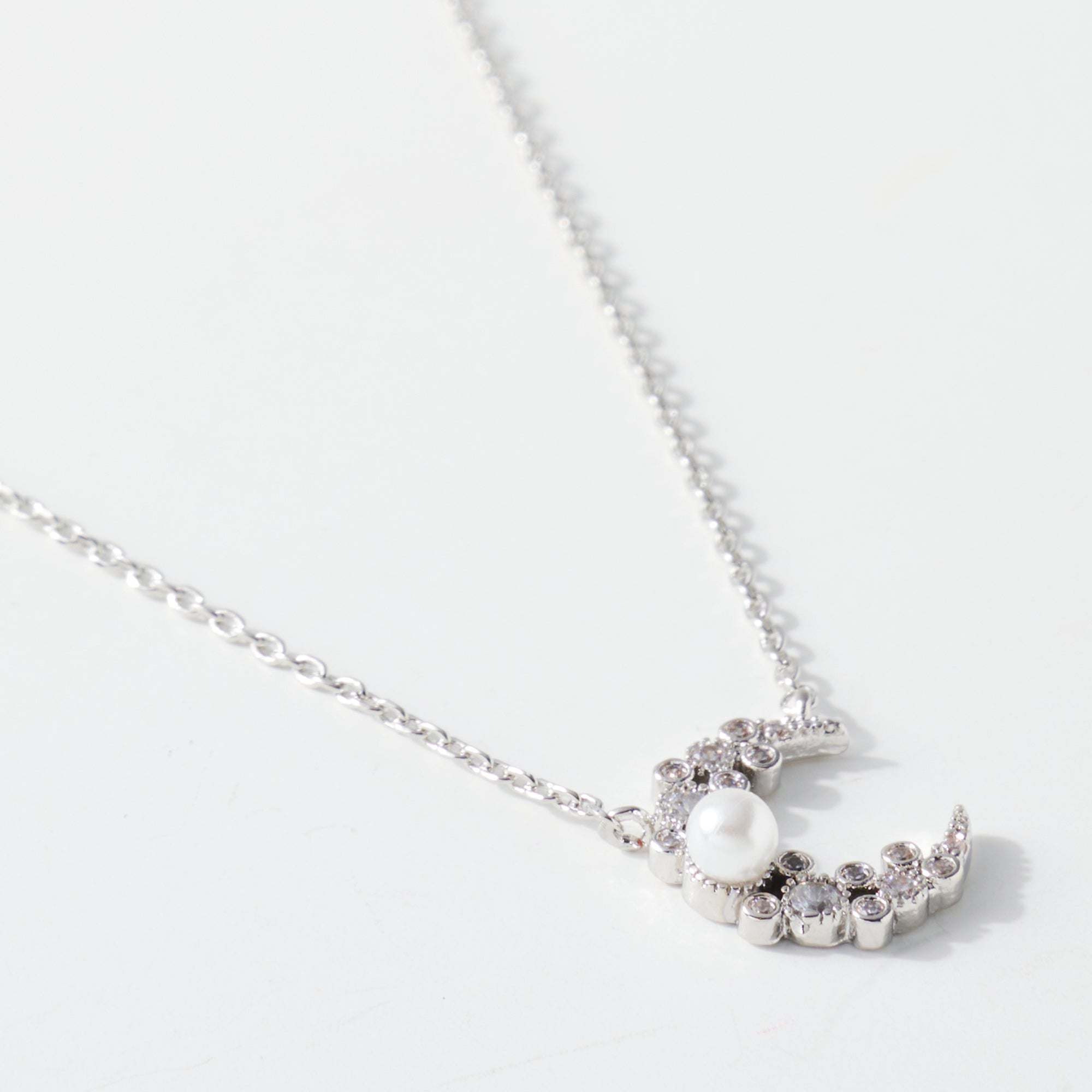 Moon Pearl Charm Necklace