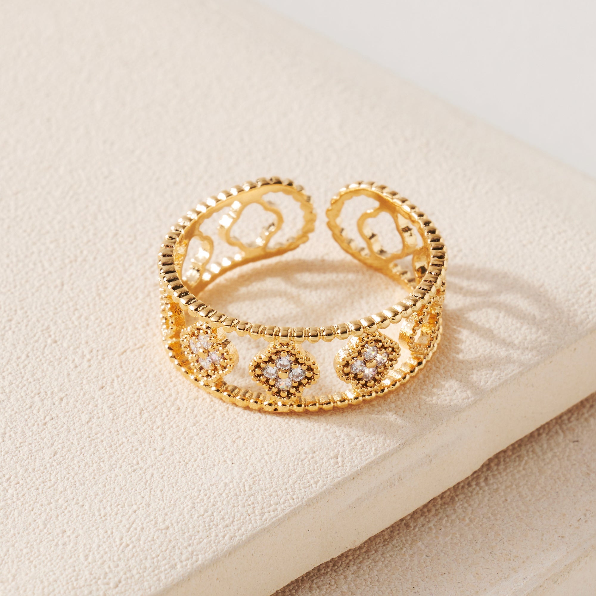 Flower CZ Open Ring