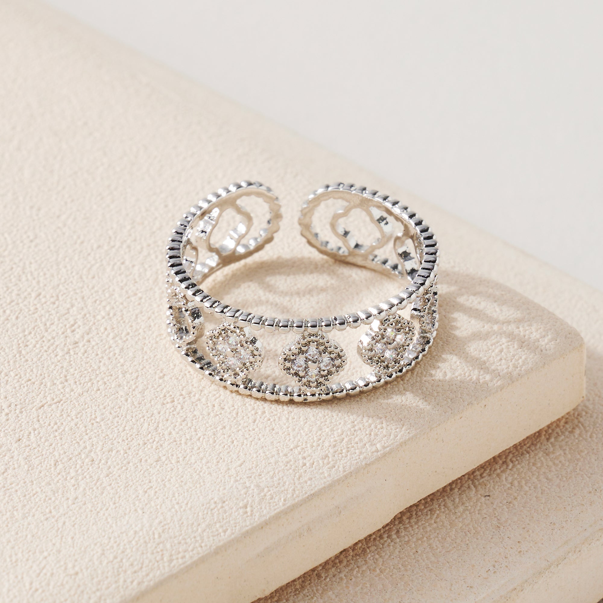 Flower CZ Open Ring
