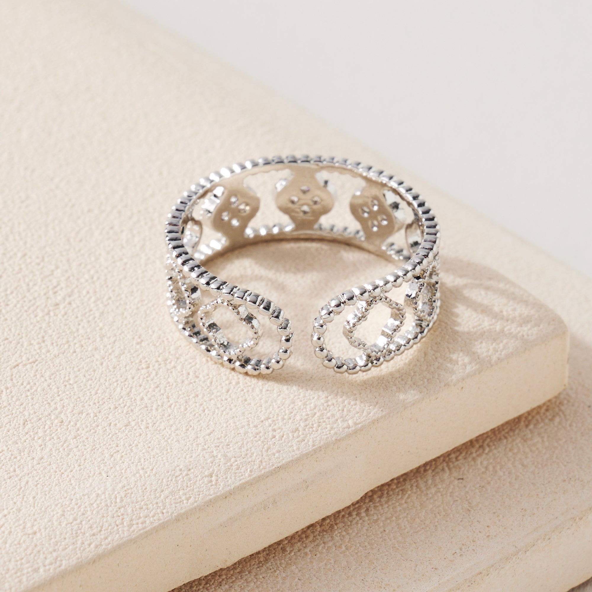 Flower CZ Open Ring