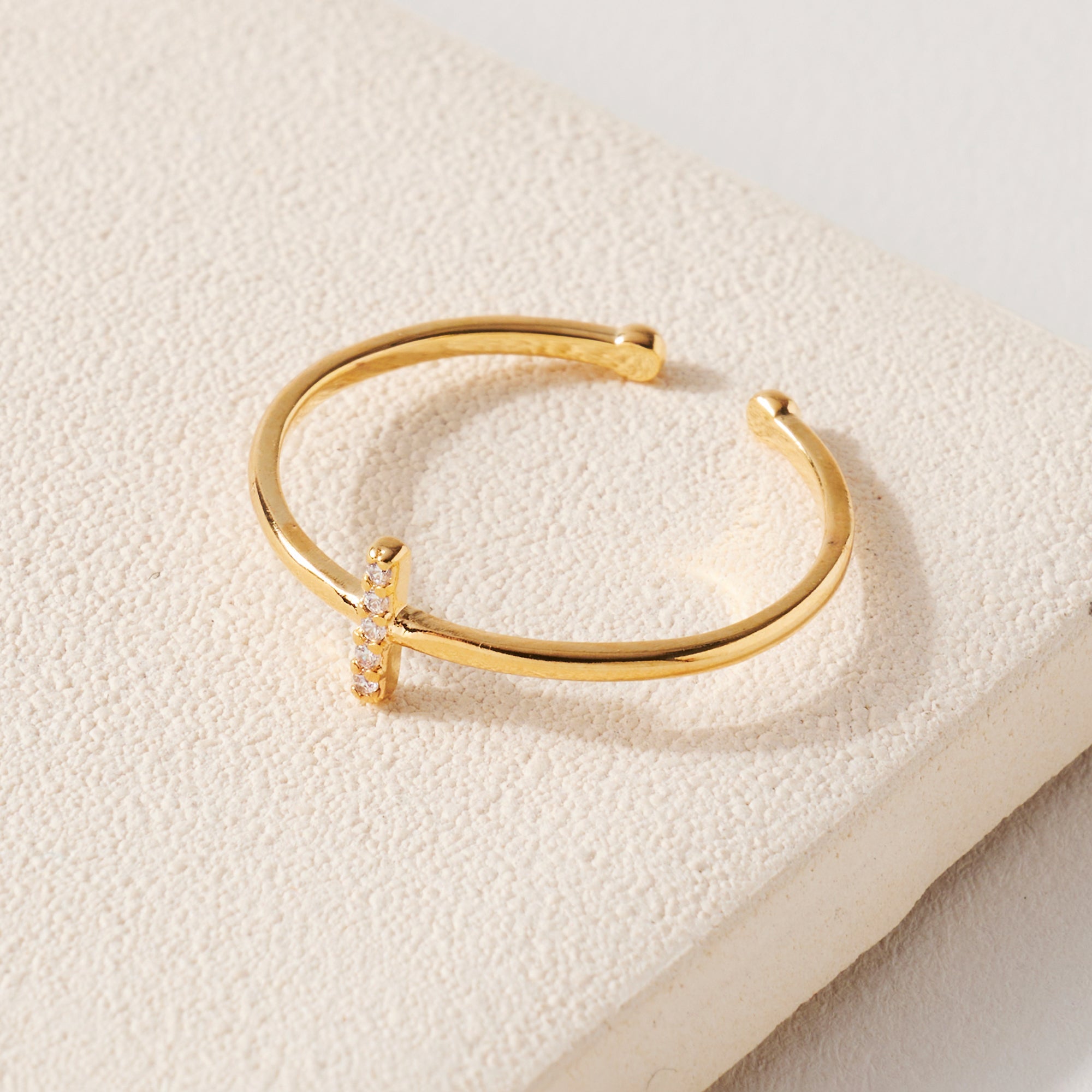 Cross CZ Open Ring