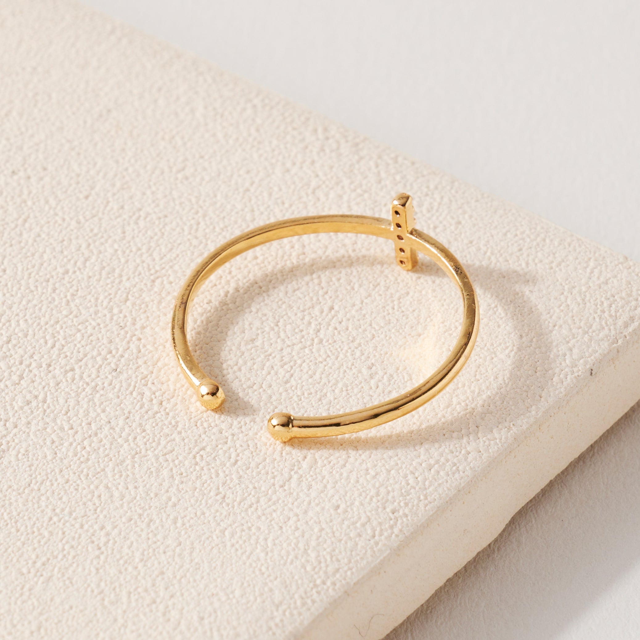 Cross CZ Open Ring