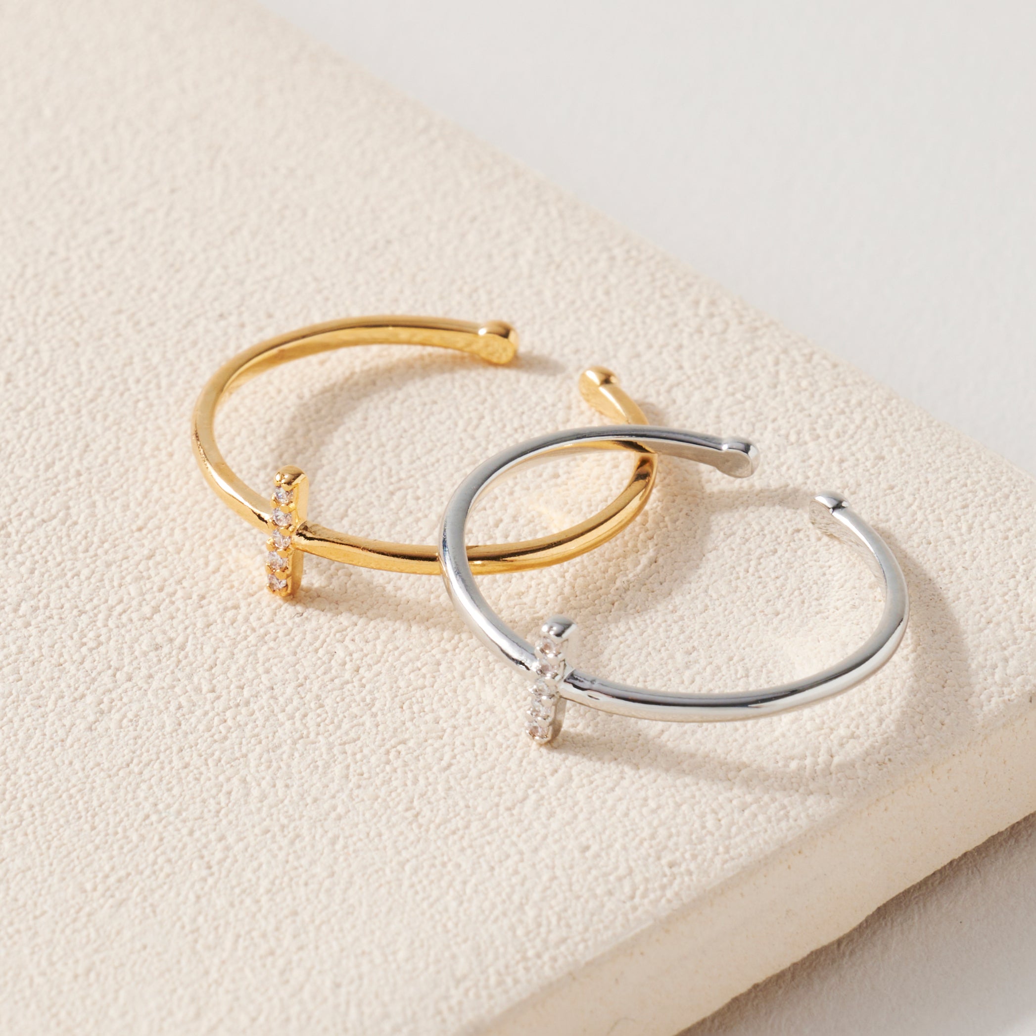 Cross CZ Open Ring
