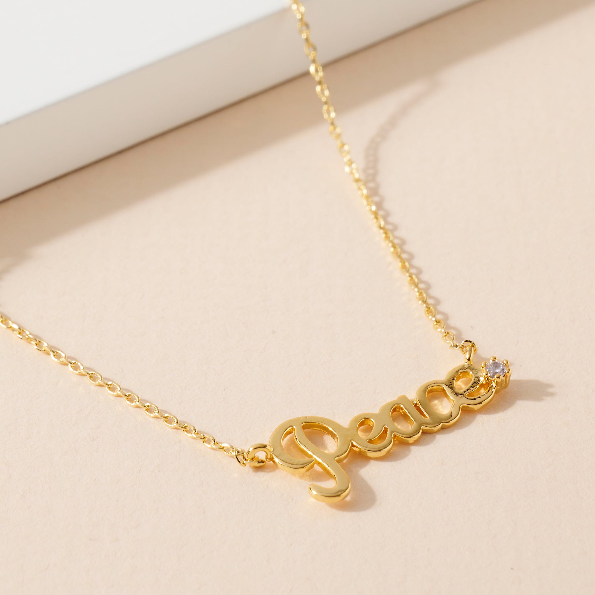 Peace Script Charm Necklace
