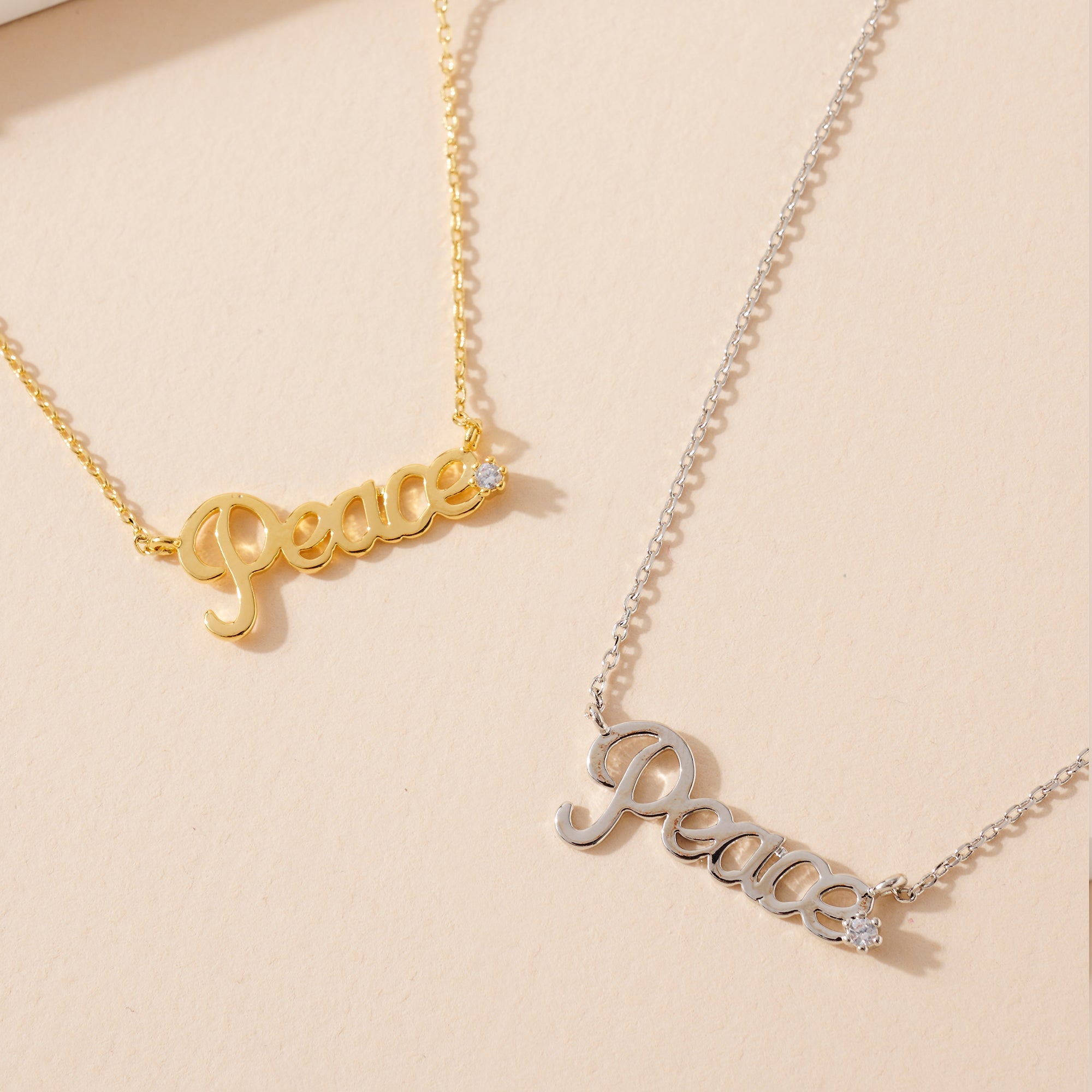 Peace Script Charm Necklace