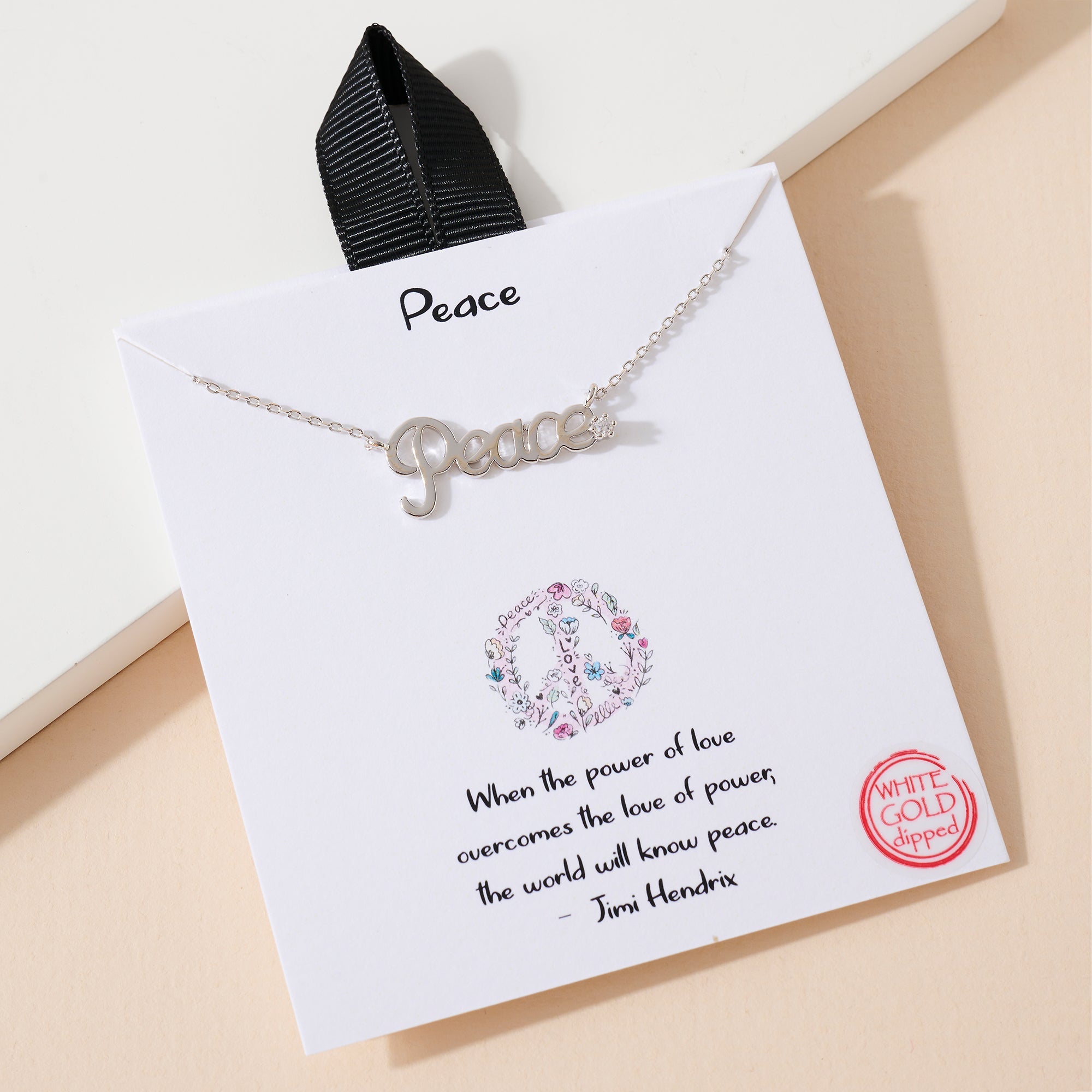Peace Script Charm Necklace