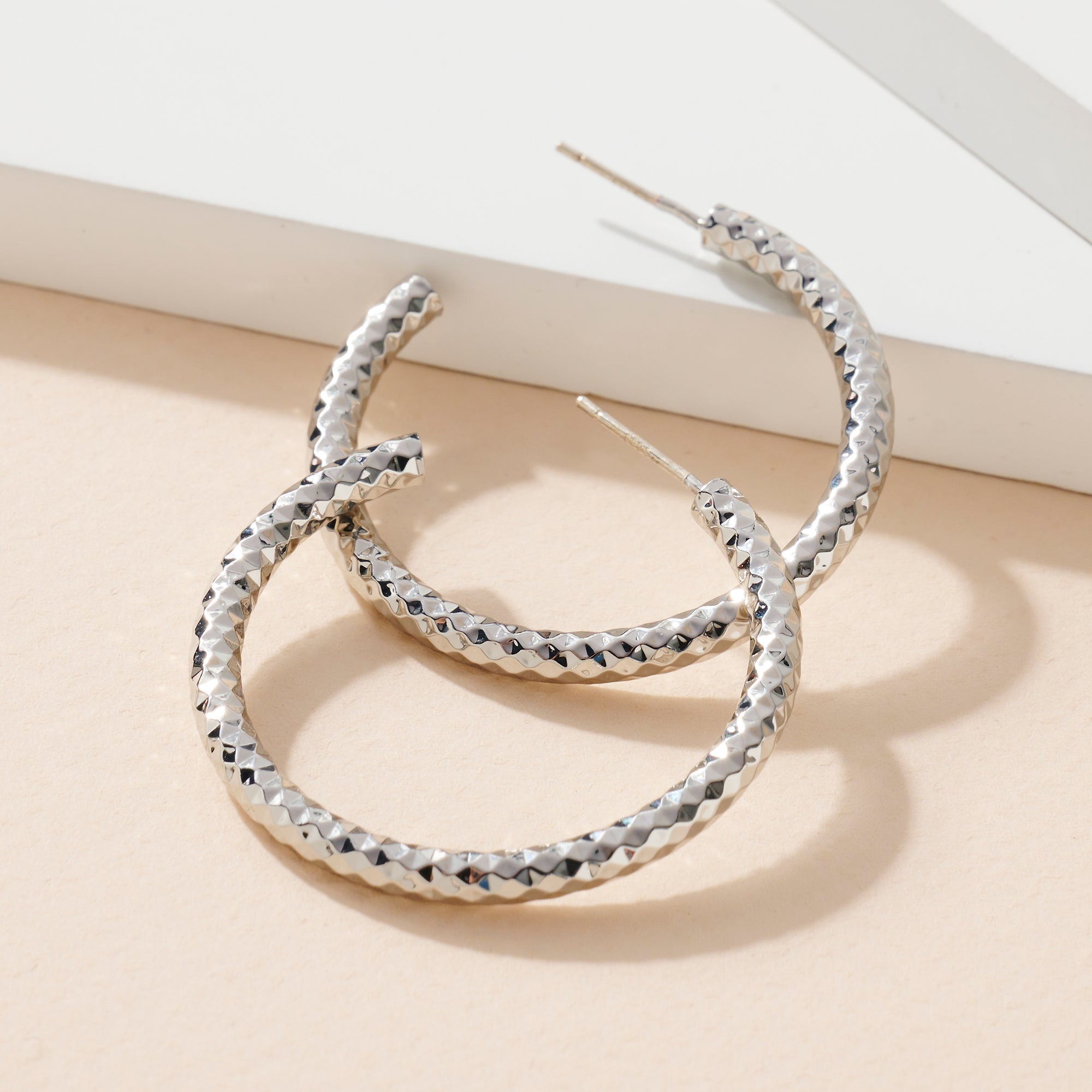 Chunky Textured Open Hoop Earrings