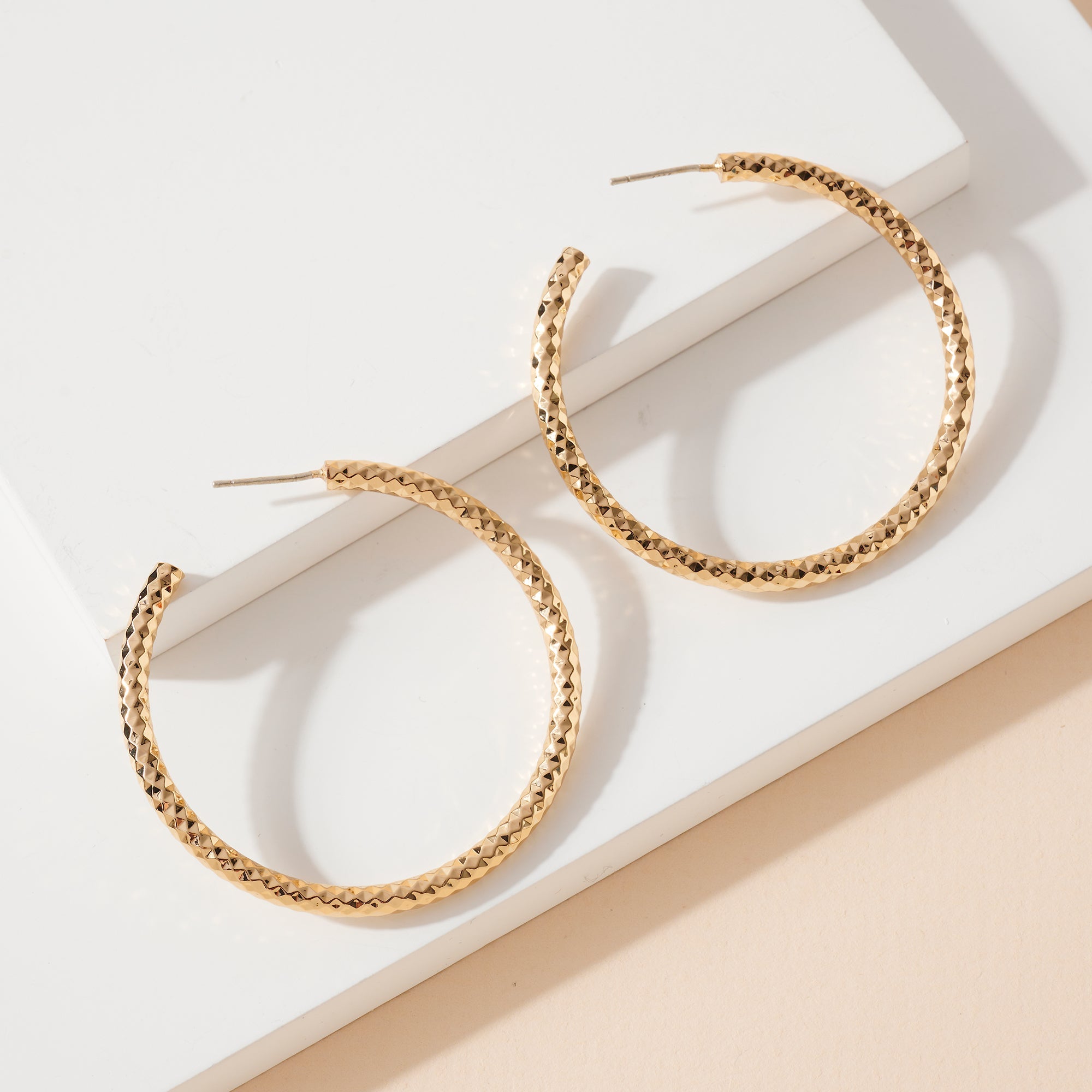 Textured Open Hoop Earrings