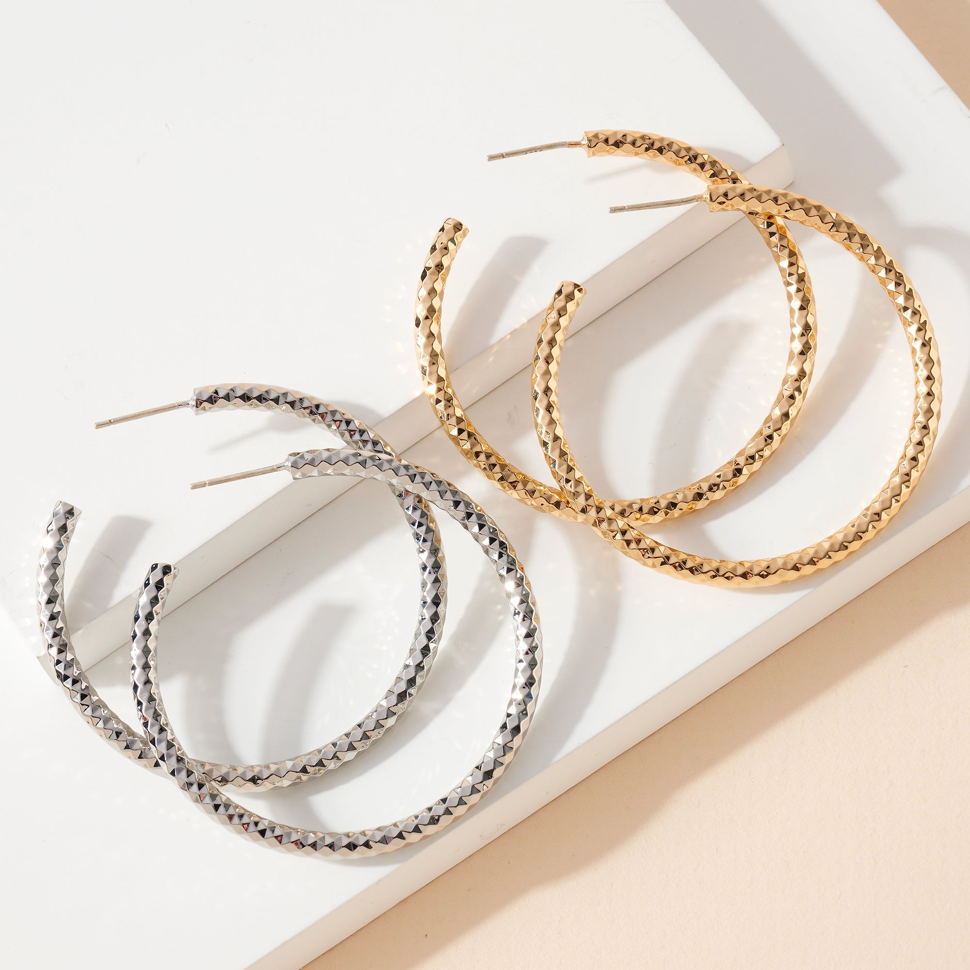 Textured Open Hoop Earrings