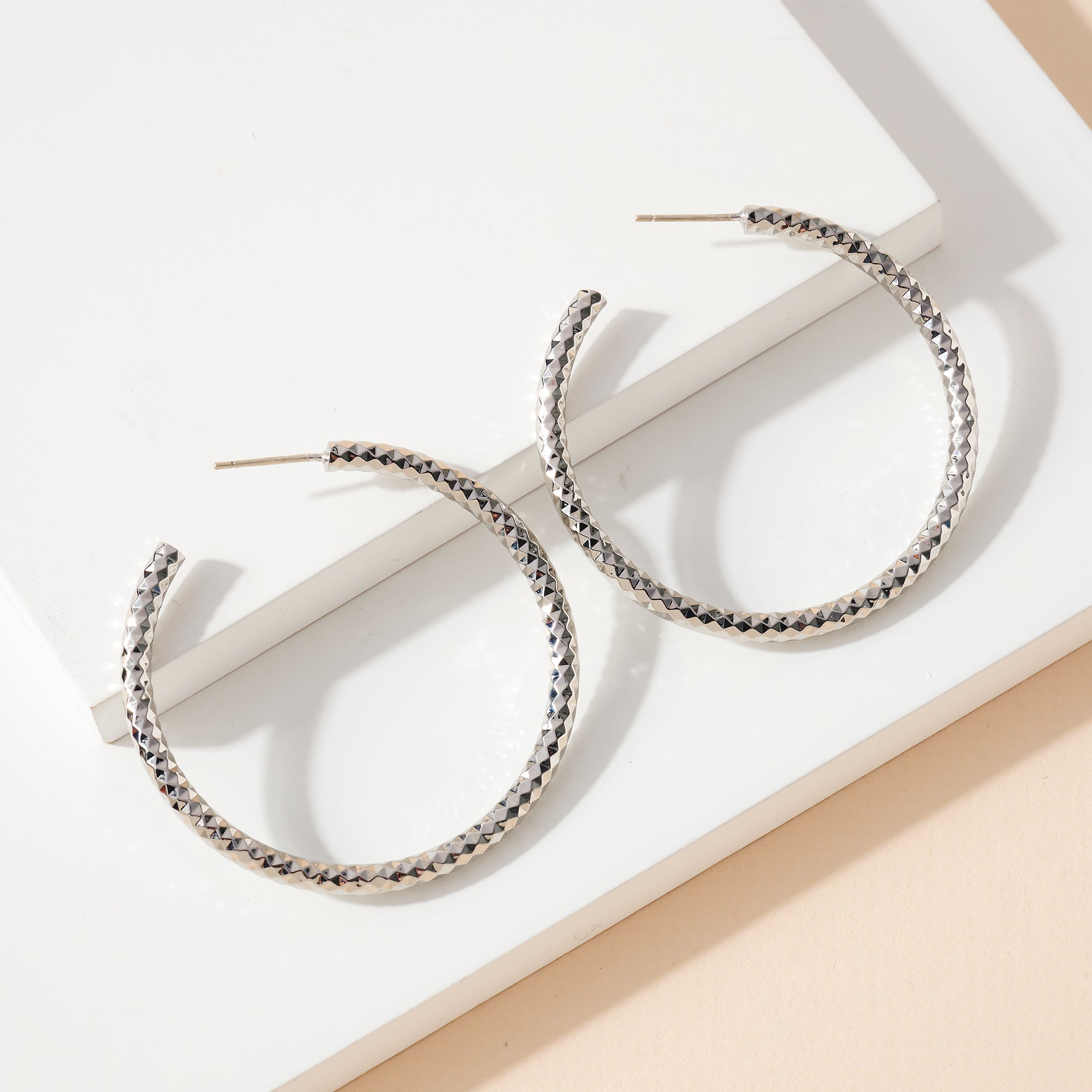 Textured Open Hoop Earrings