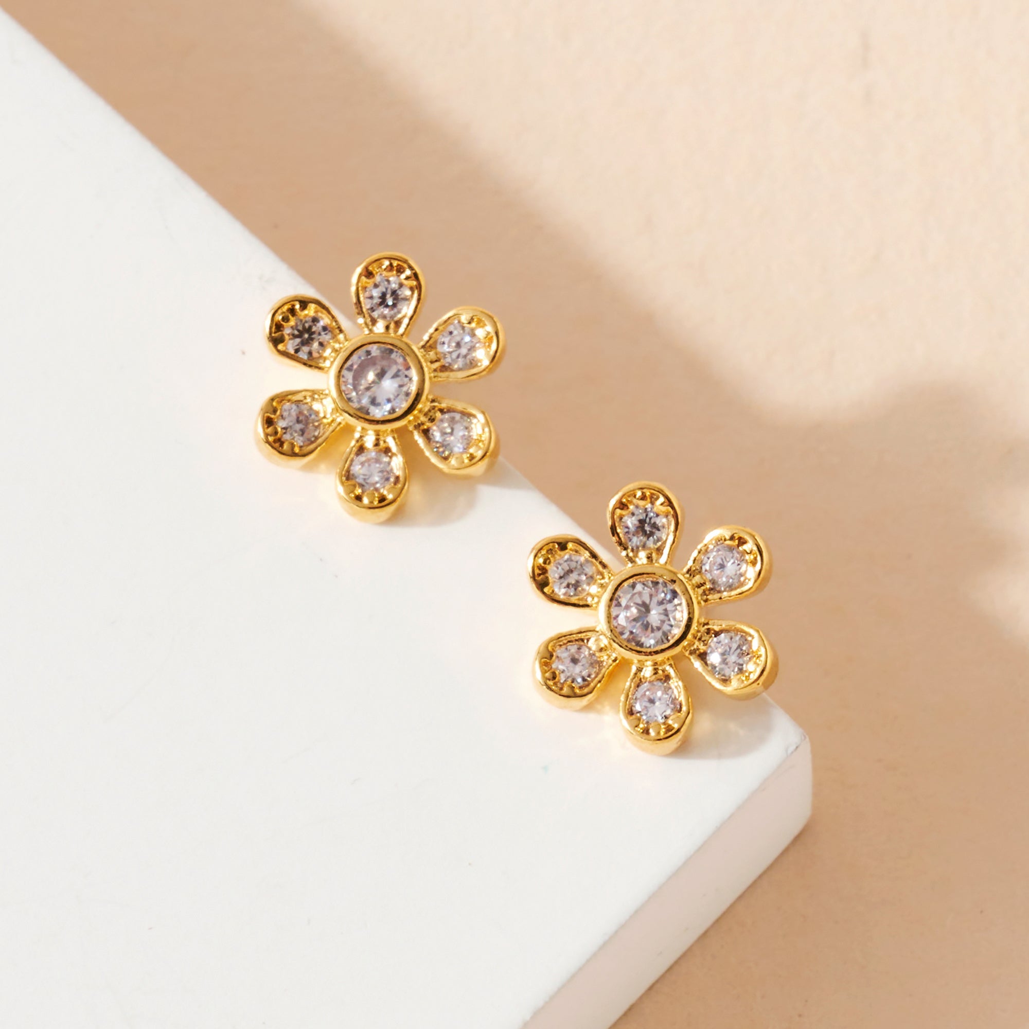 Flower CZ Stud Earrings