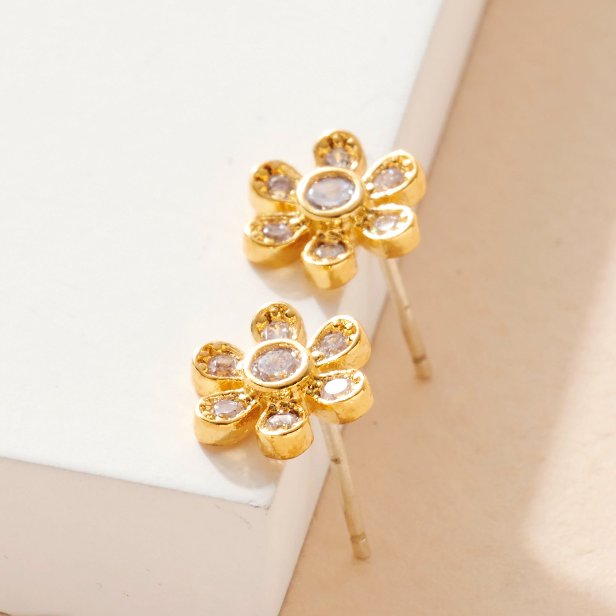 Flower CZ Stud Earrings