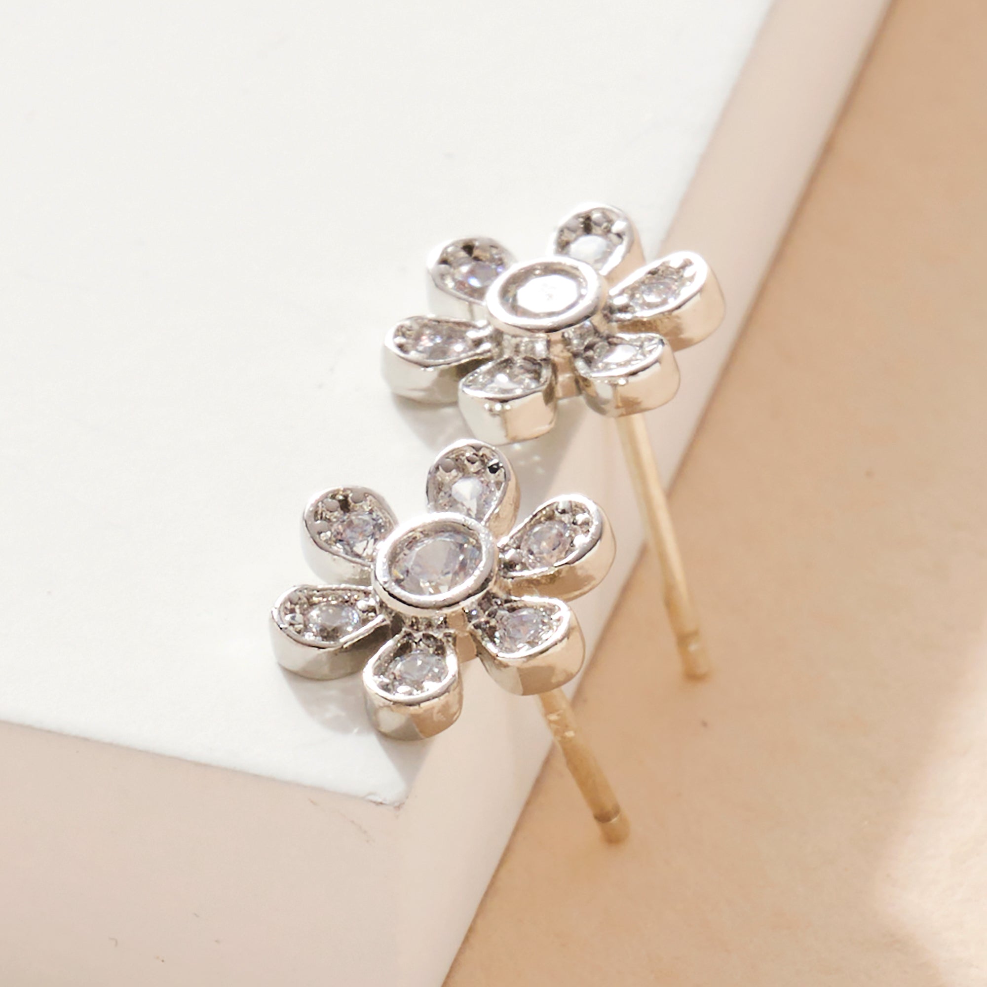 Flower CZ Stud Earrings