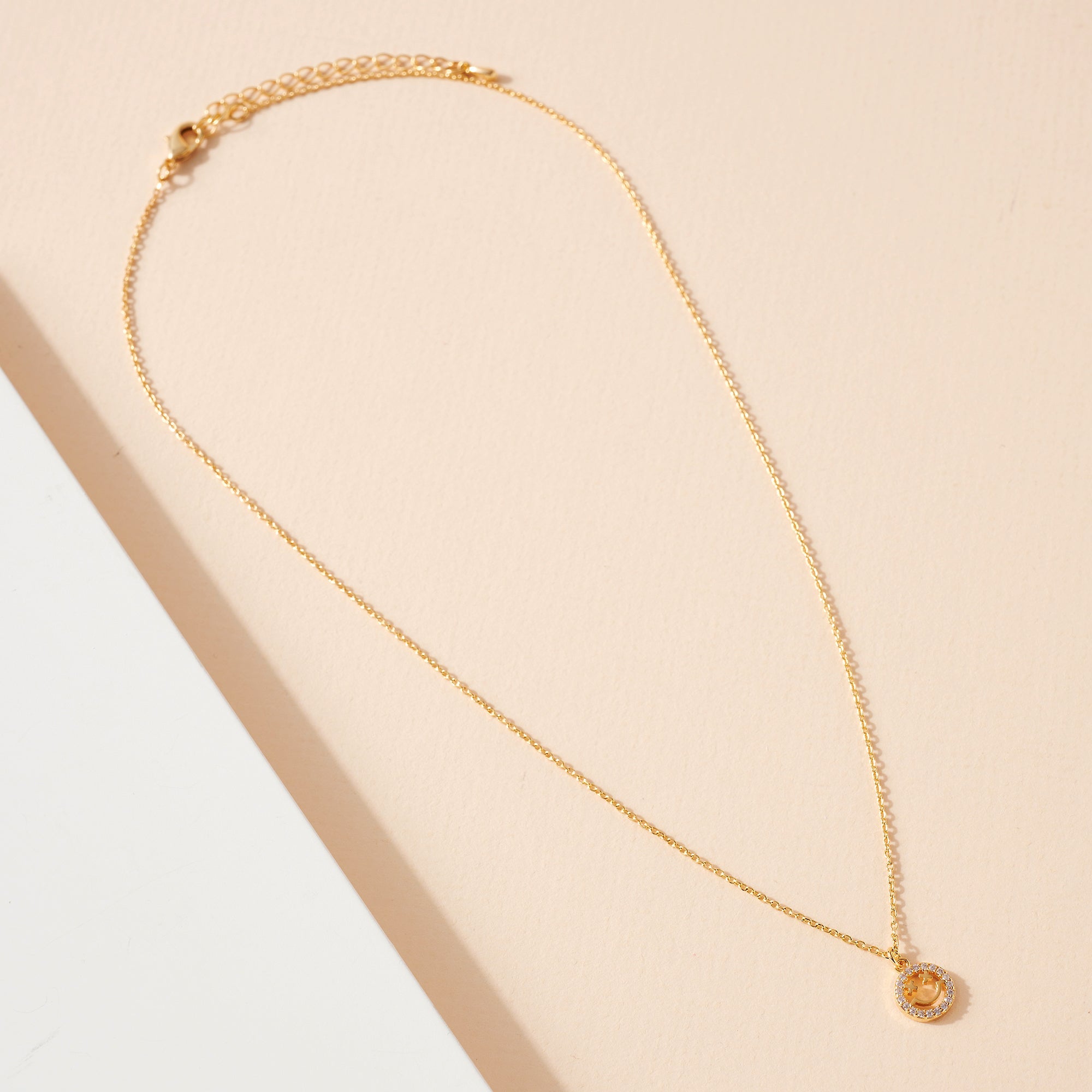 Smile Face CZ Charm Necklace