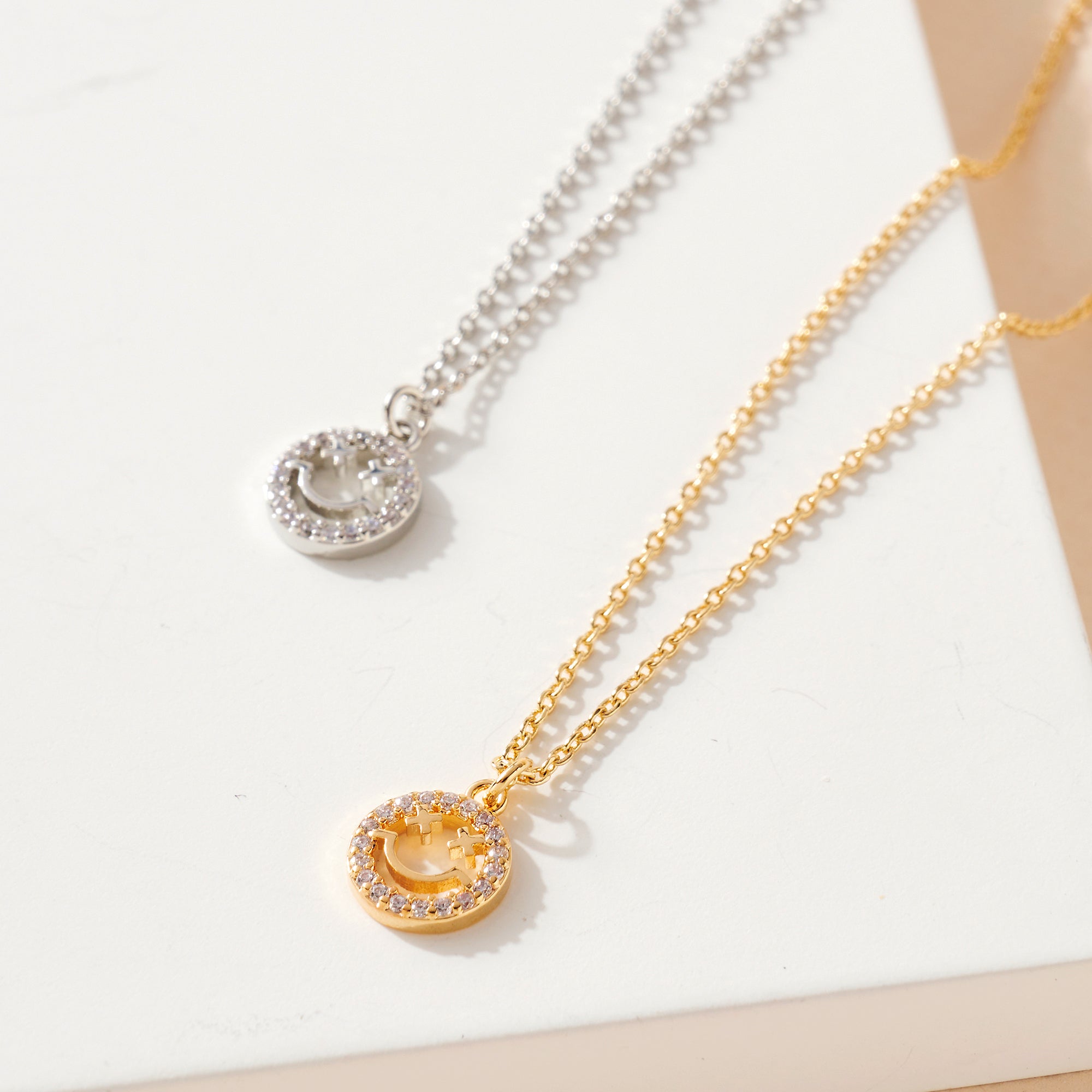 Smile Face CZ Charm Necklace
