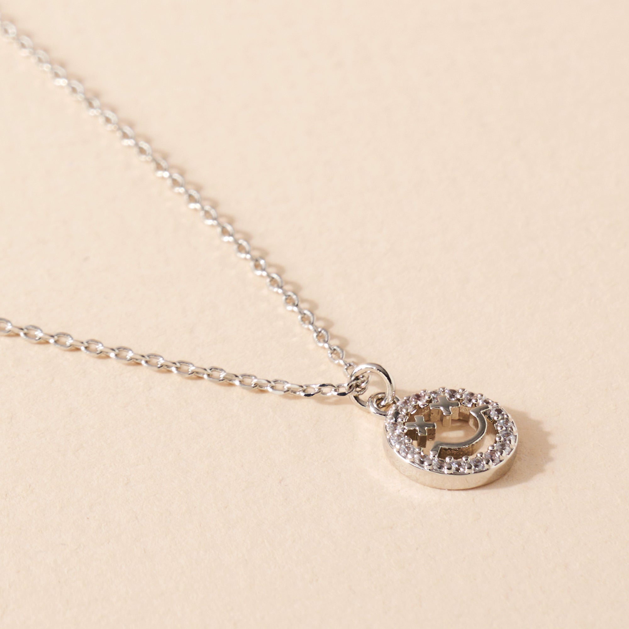 Smile Face CZ Charm Necklace