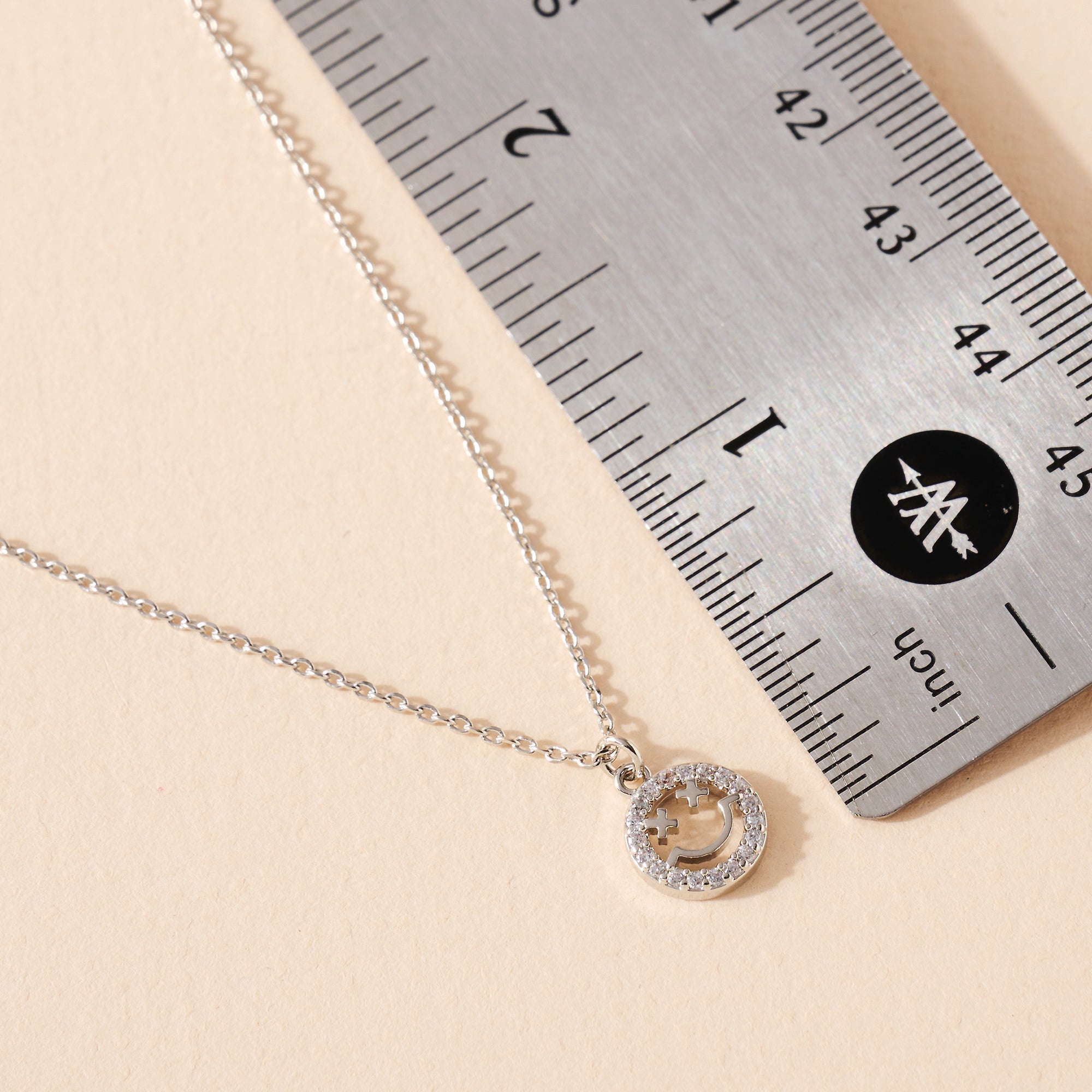 Smile Face CZ Charm Necklace