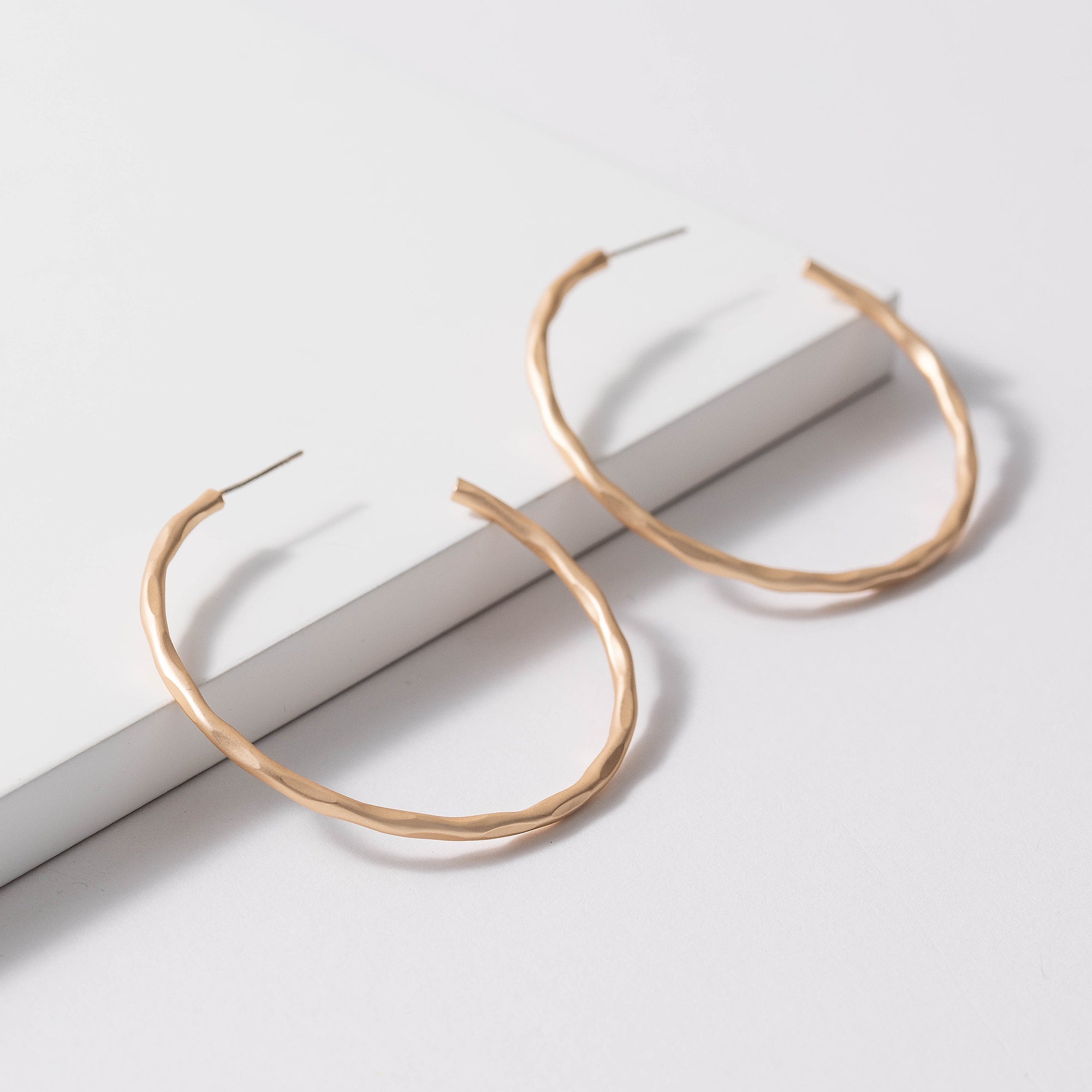 Hammered Open Hoop Earrings