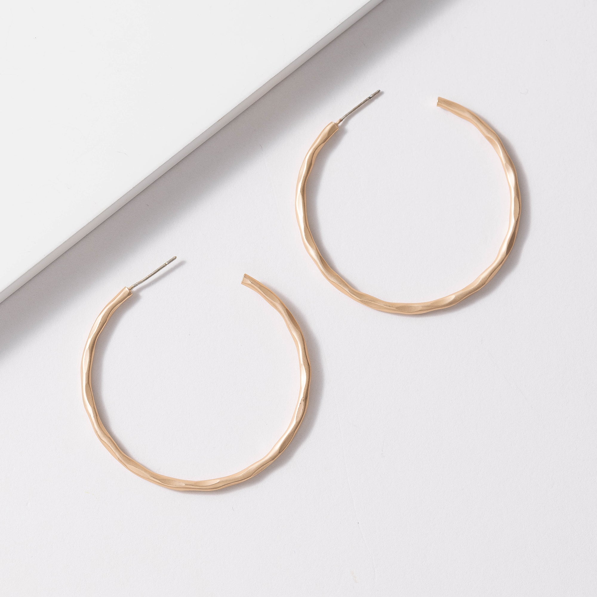 Hammered Open Hoop Earrings