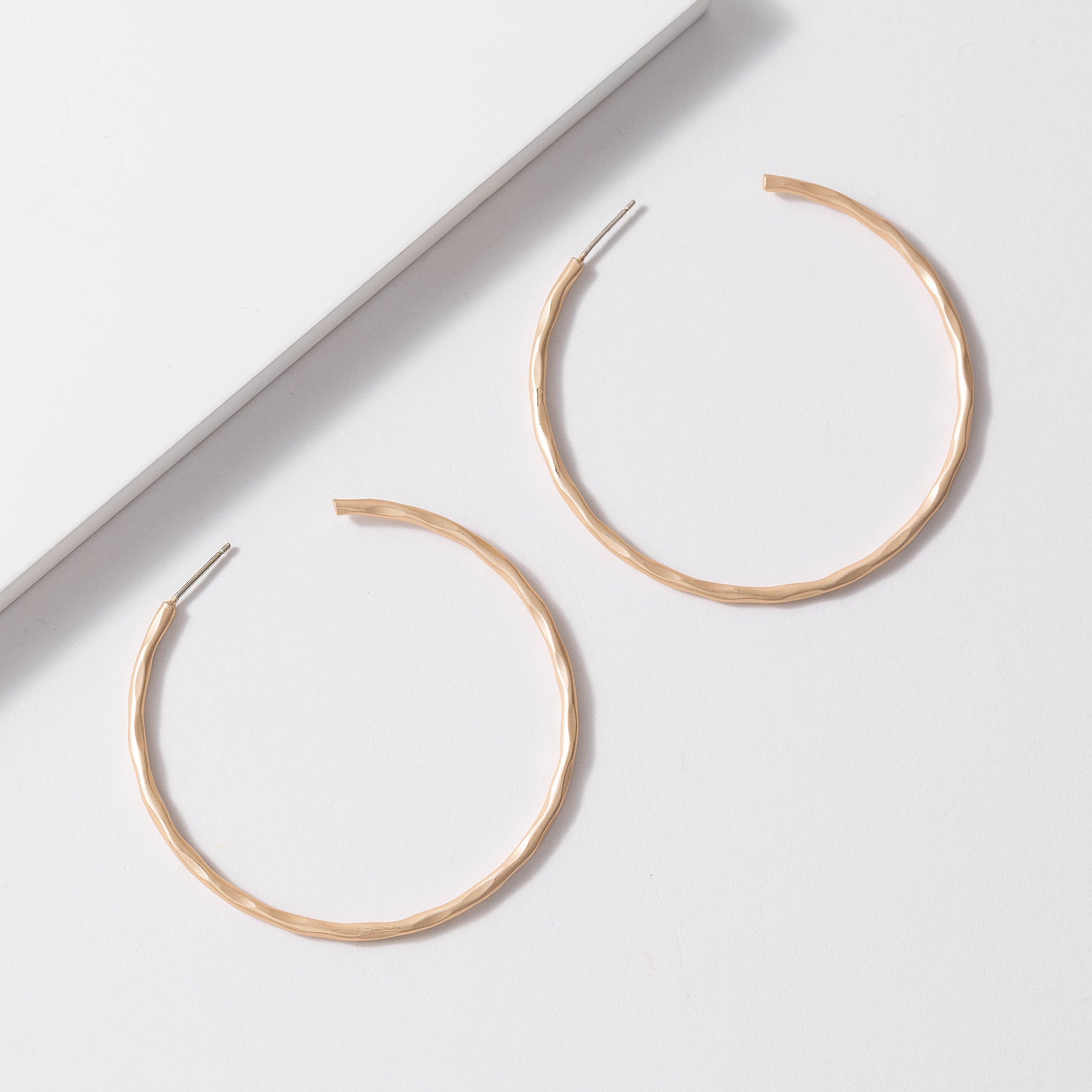 Hammered Open Hoop Earrings