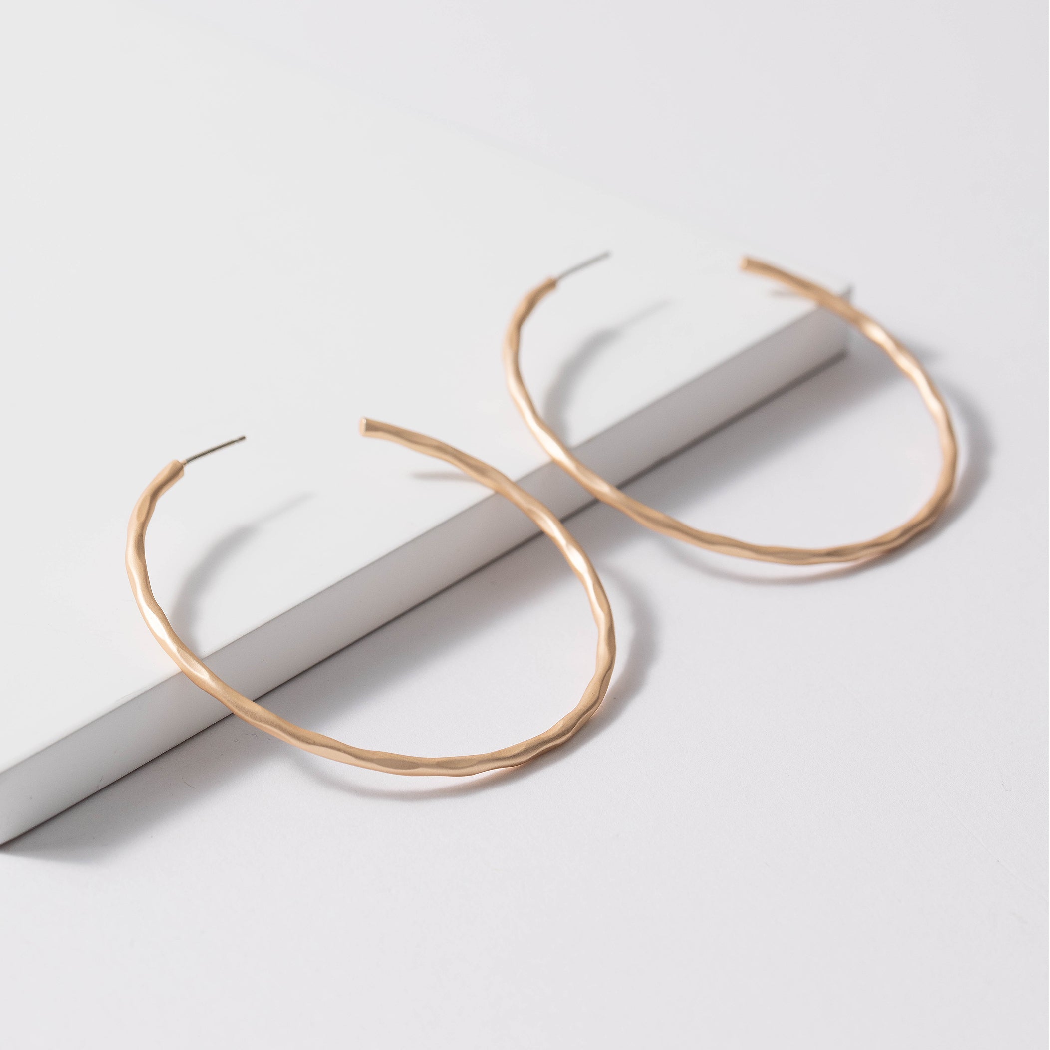 Hammered Open Hoop Earrings
