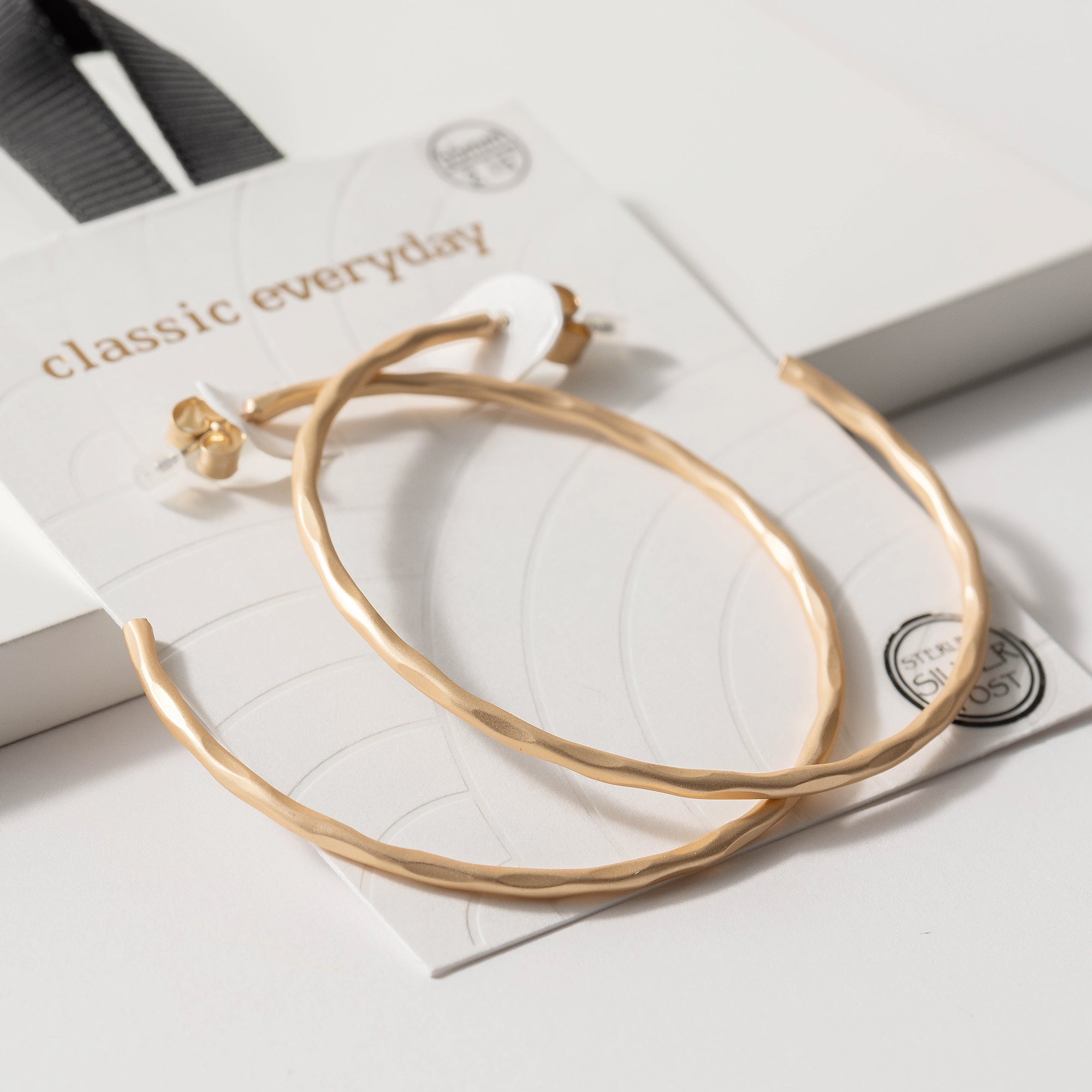 Hammered Open Hoop Earrings