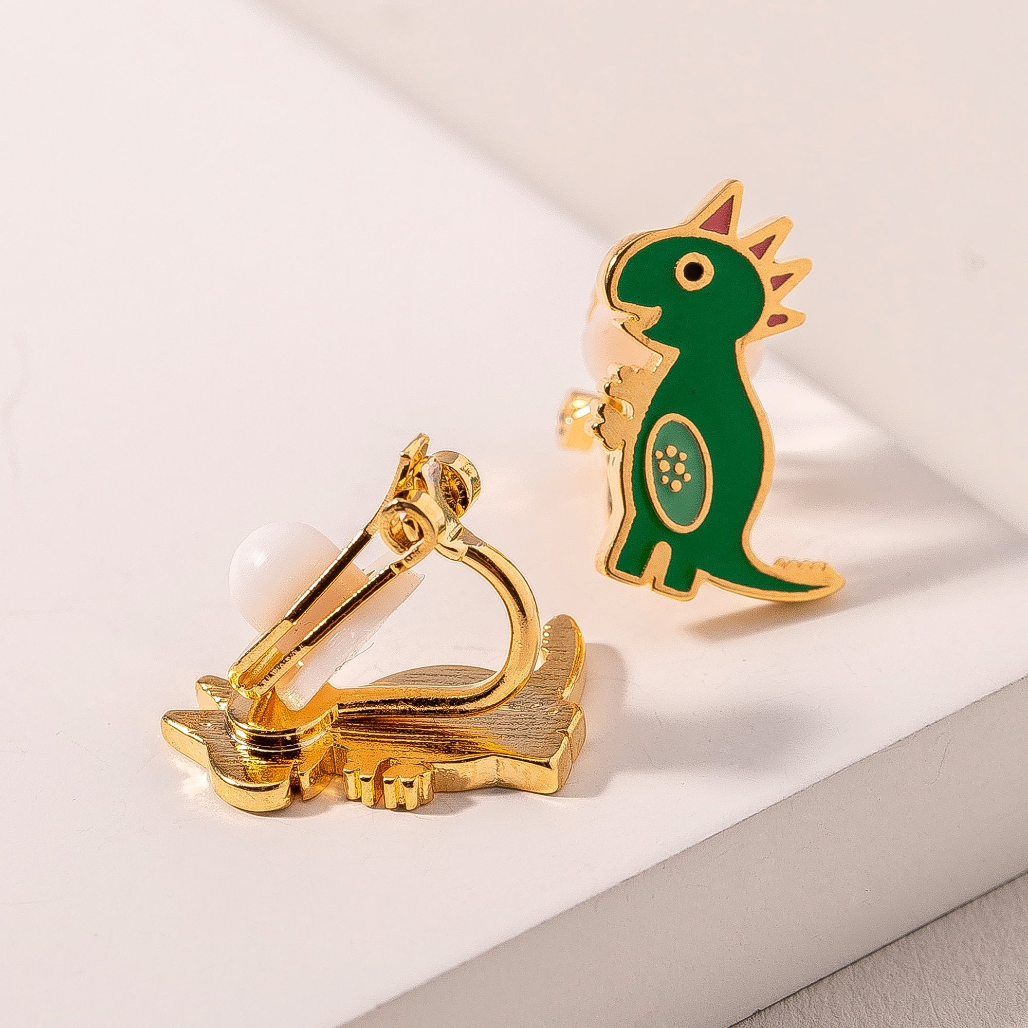 Kids Dinosaur Clip On Earrings