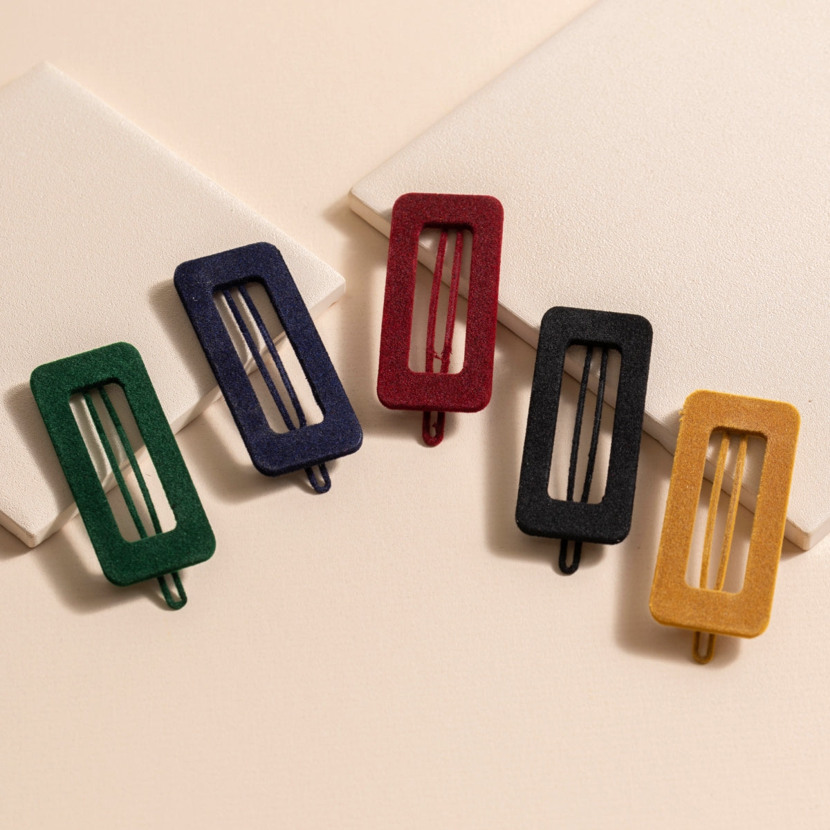 Rectangular Cut Out Velvet Hair Clips
