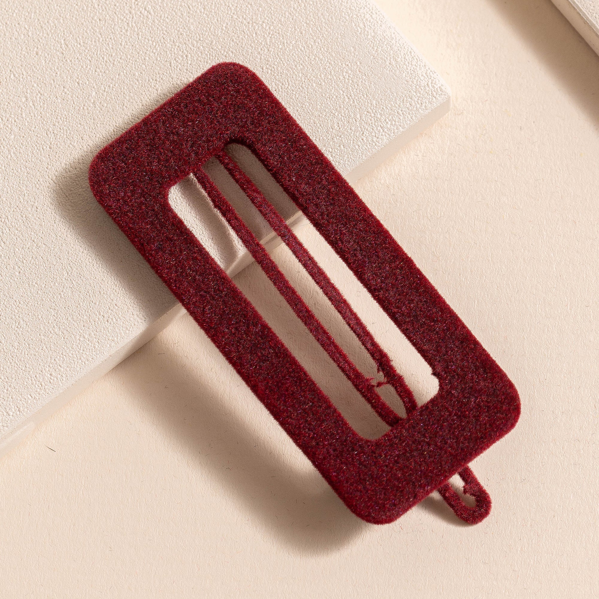 Rectangular Cut Out Velvet Hair Clips