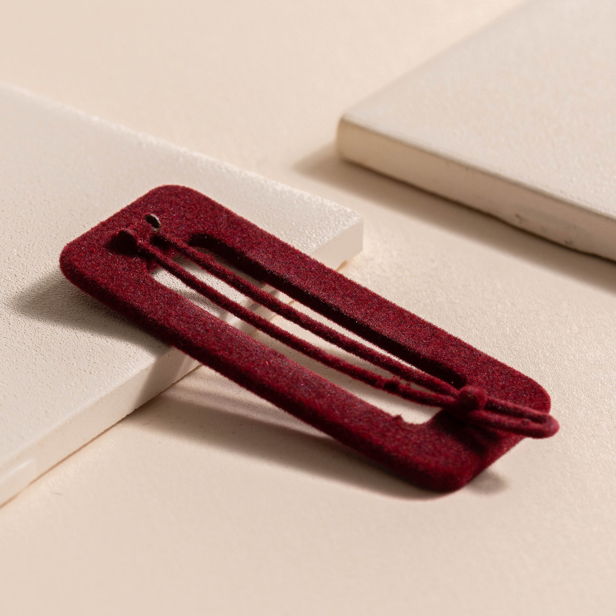 Rectangular Cut Out Velvet Hair Clips