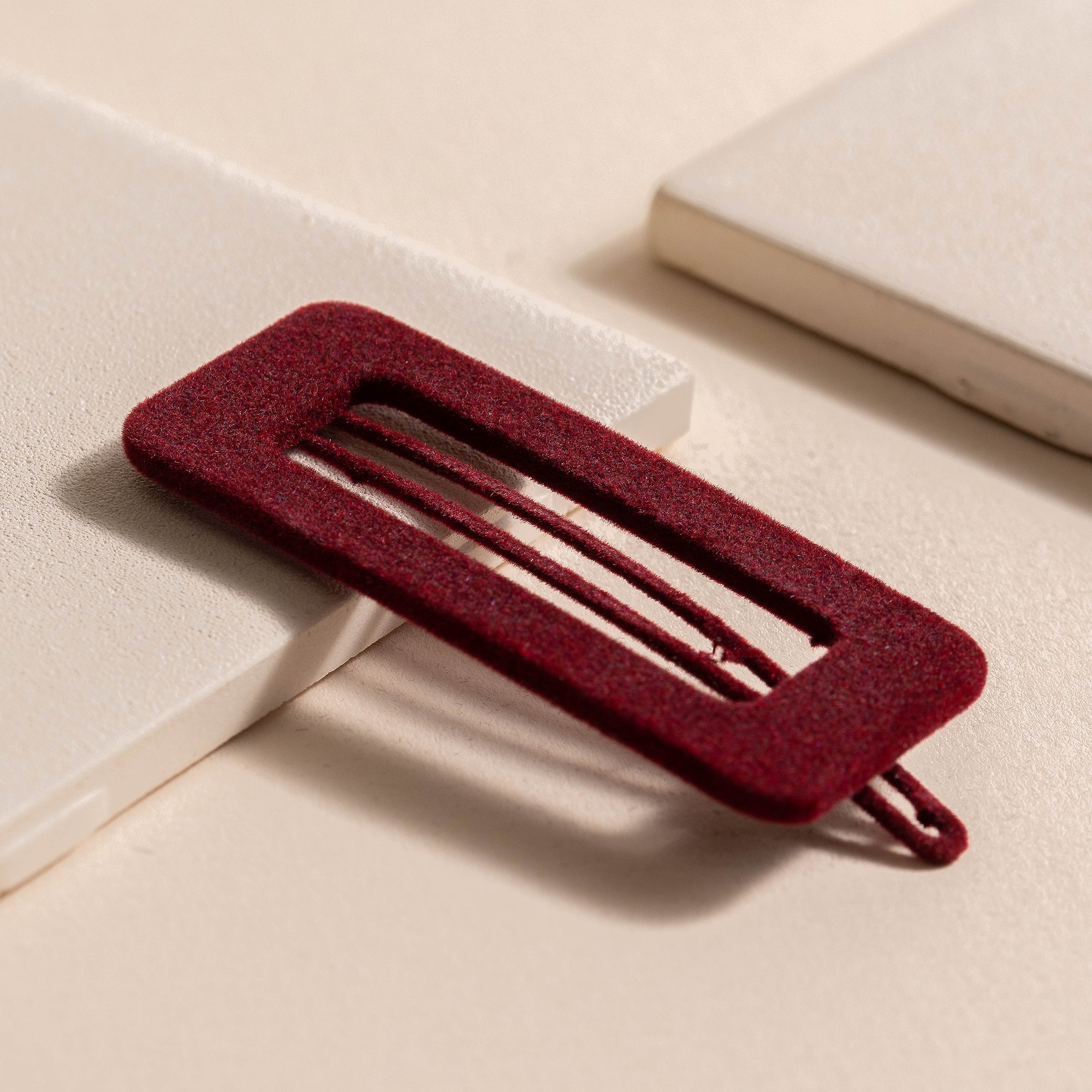 Rectangular Cut Out Velvet Hair Clips