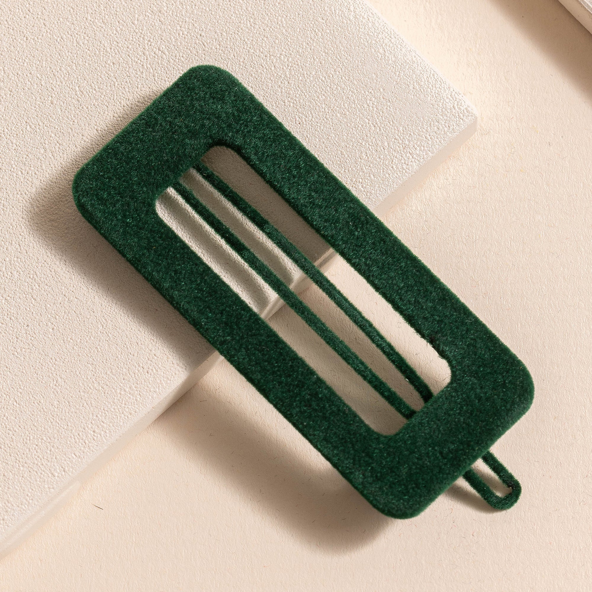 Rectangular Cut Out Velvet Hair Clips