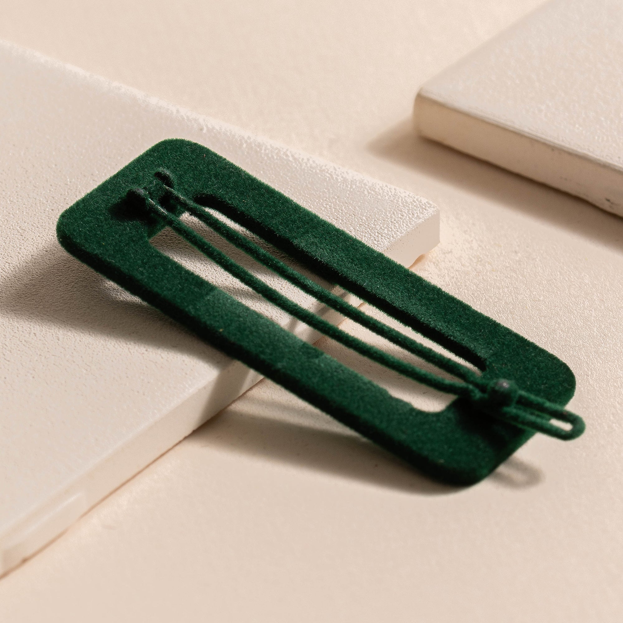 Rectangular Cut Out Velvet Hair Clips