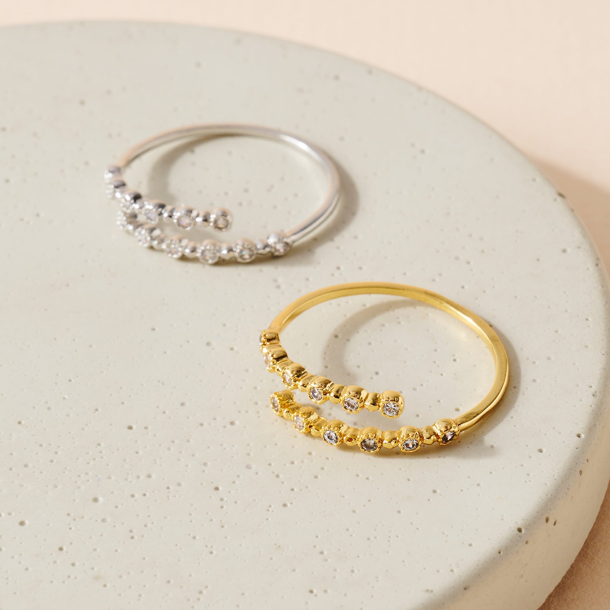 Textured Circle CZ Ring