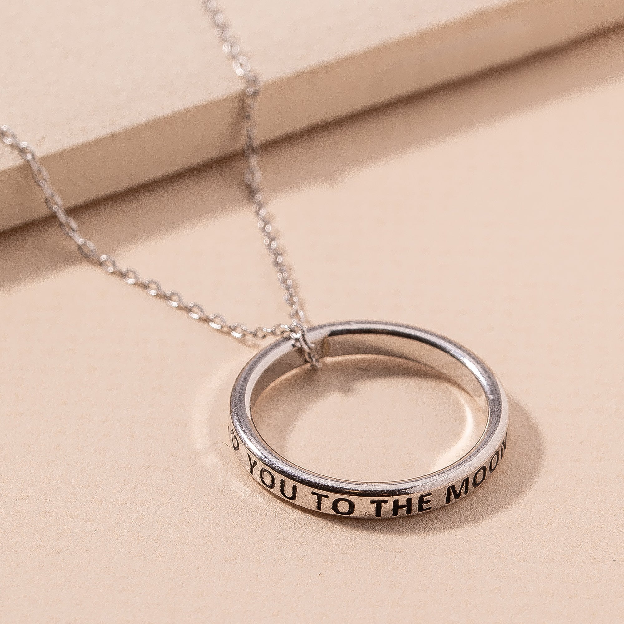 TO THE MOON Circle Pendant Necklace
