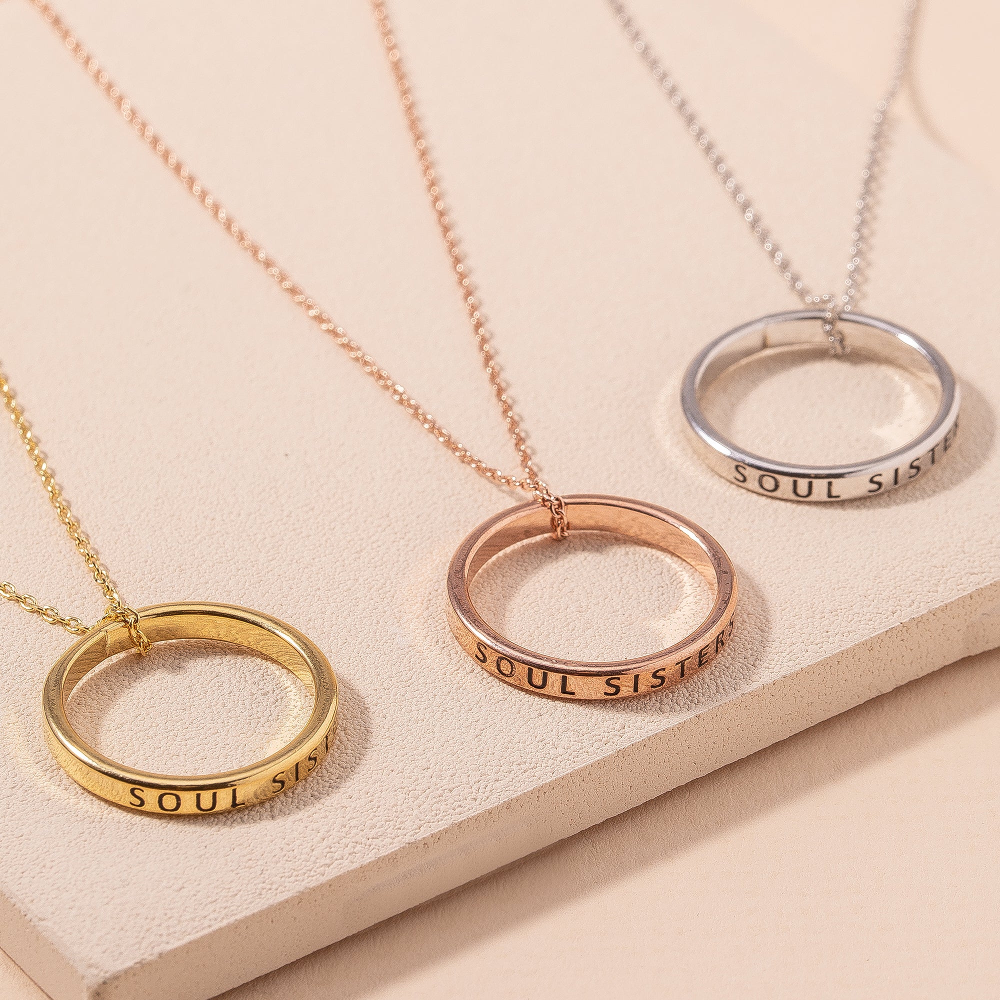 SOUL SISTERS Circle Pendant Necklace