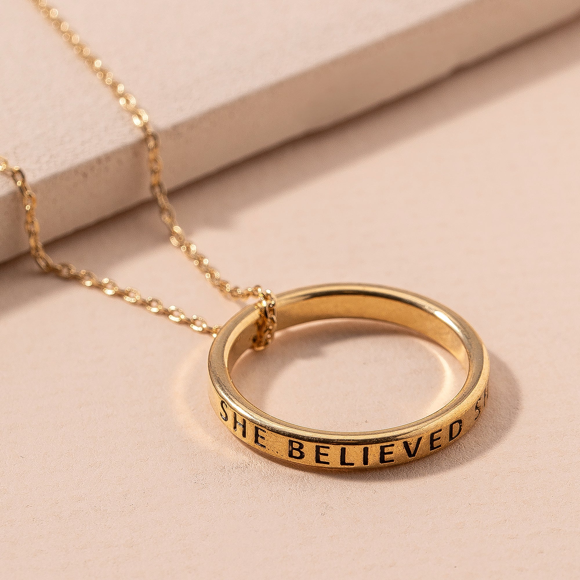 She Believed Circle Pendant Necklace