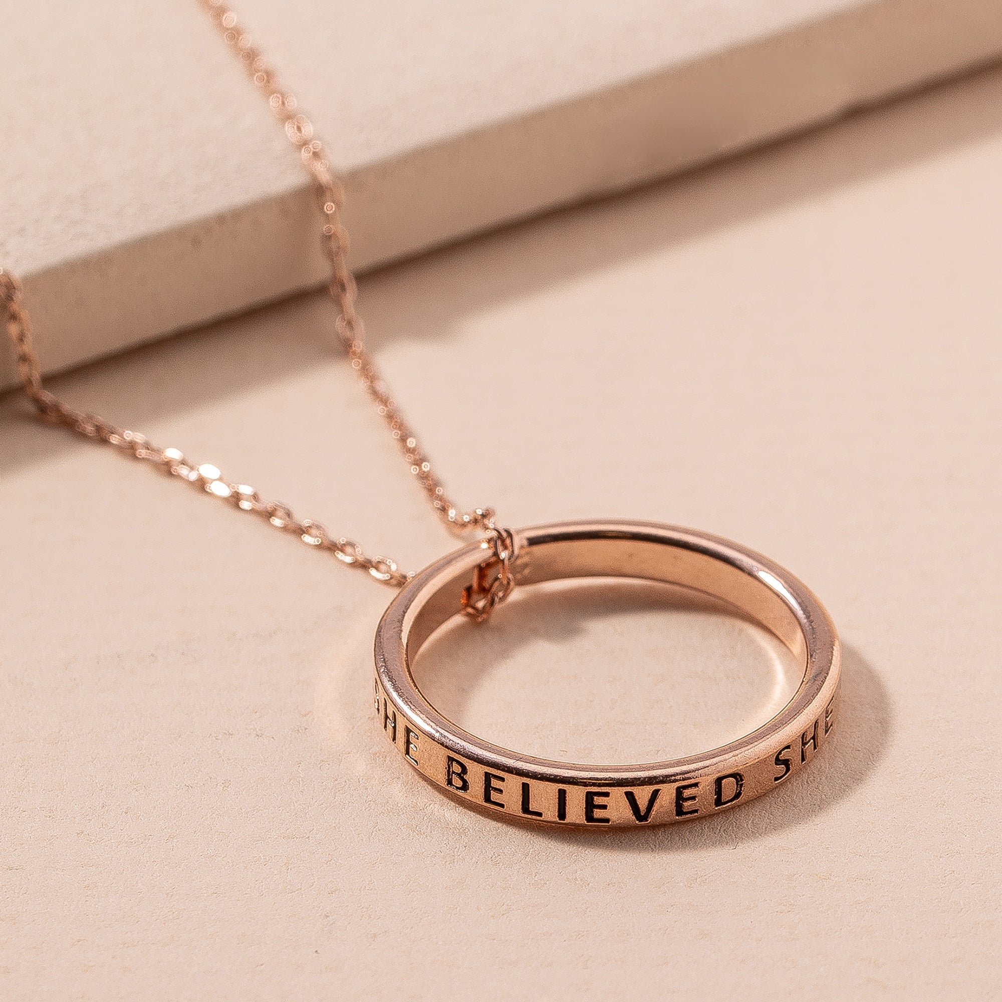 She Believed Circle Pendant Necklace