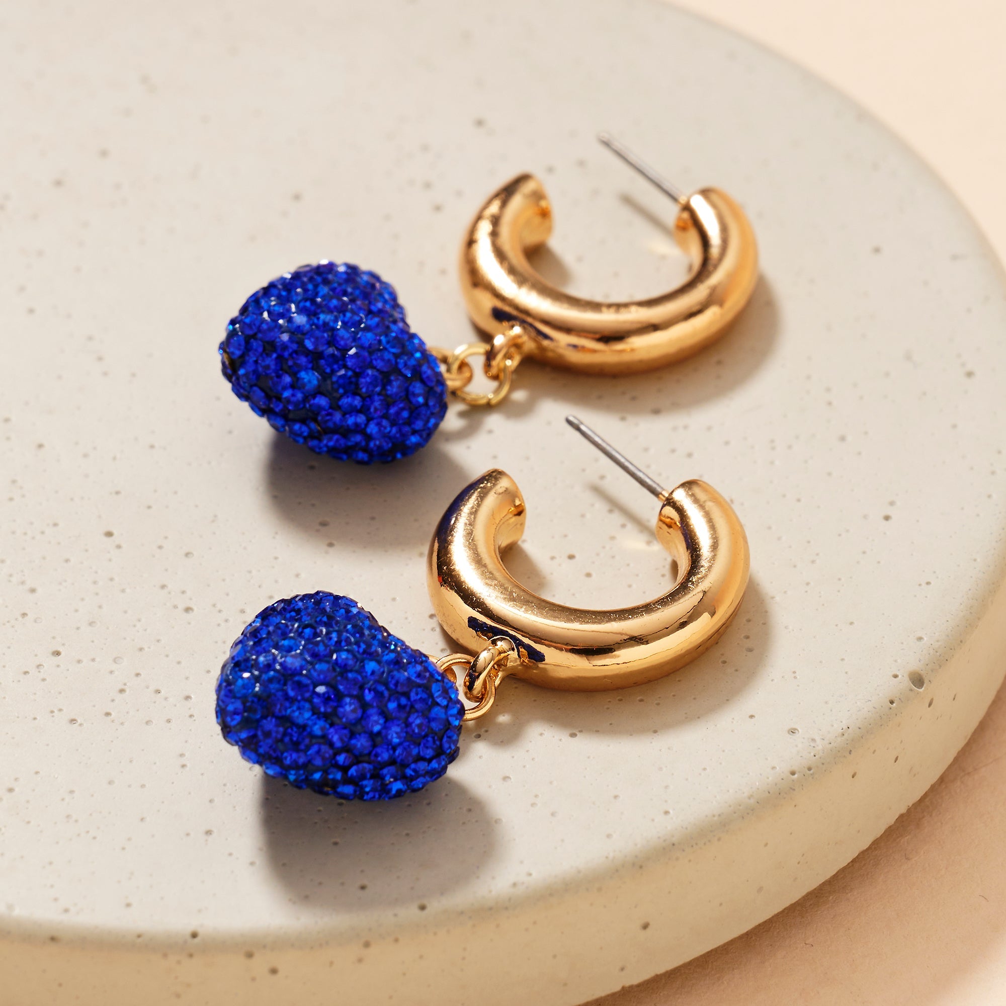 Rhinestone Heart Open Hoop Earrings