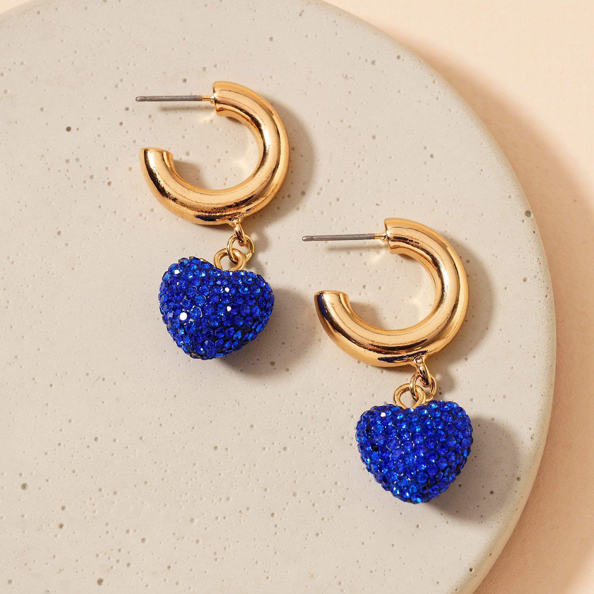 Rhinestone Heart Open Hoop Earrings