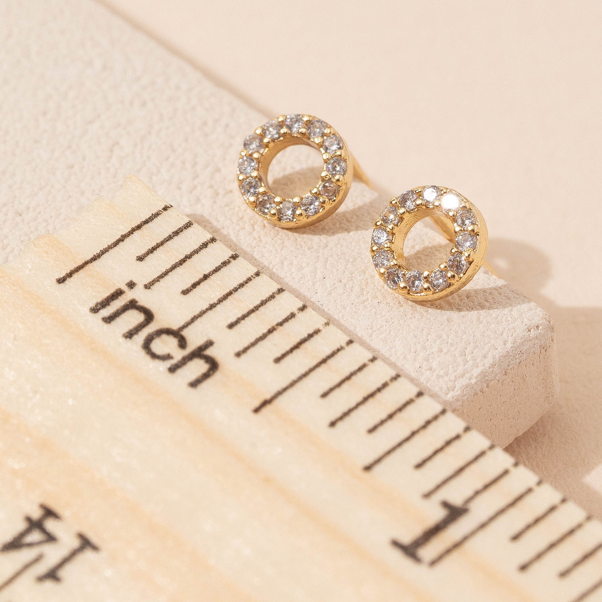 Circle CZ Stud Earrings