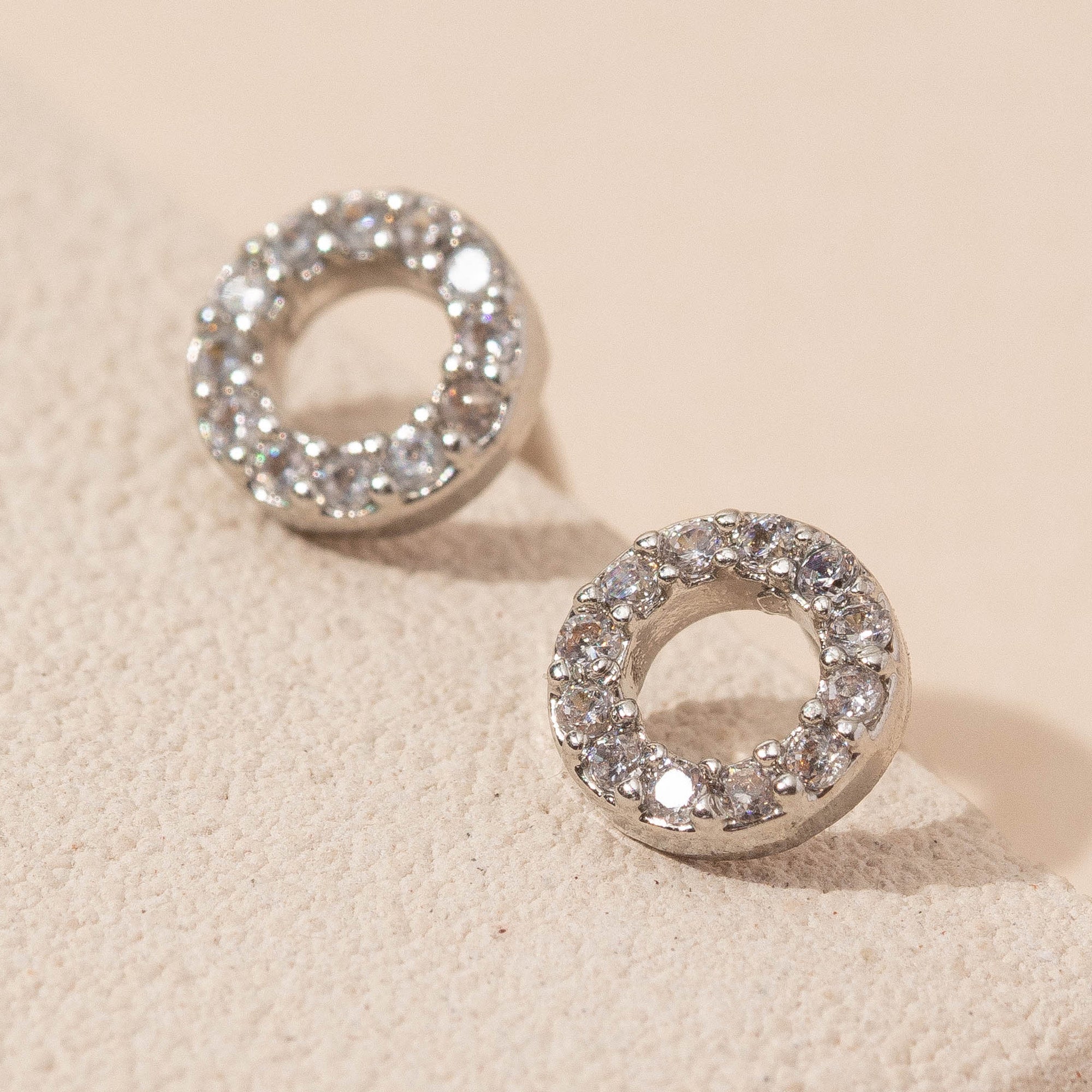 Circle CZ Stud Earrings