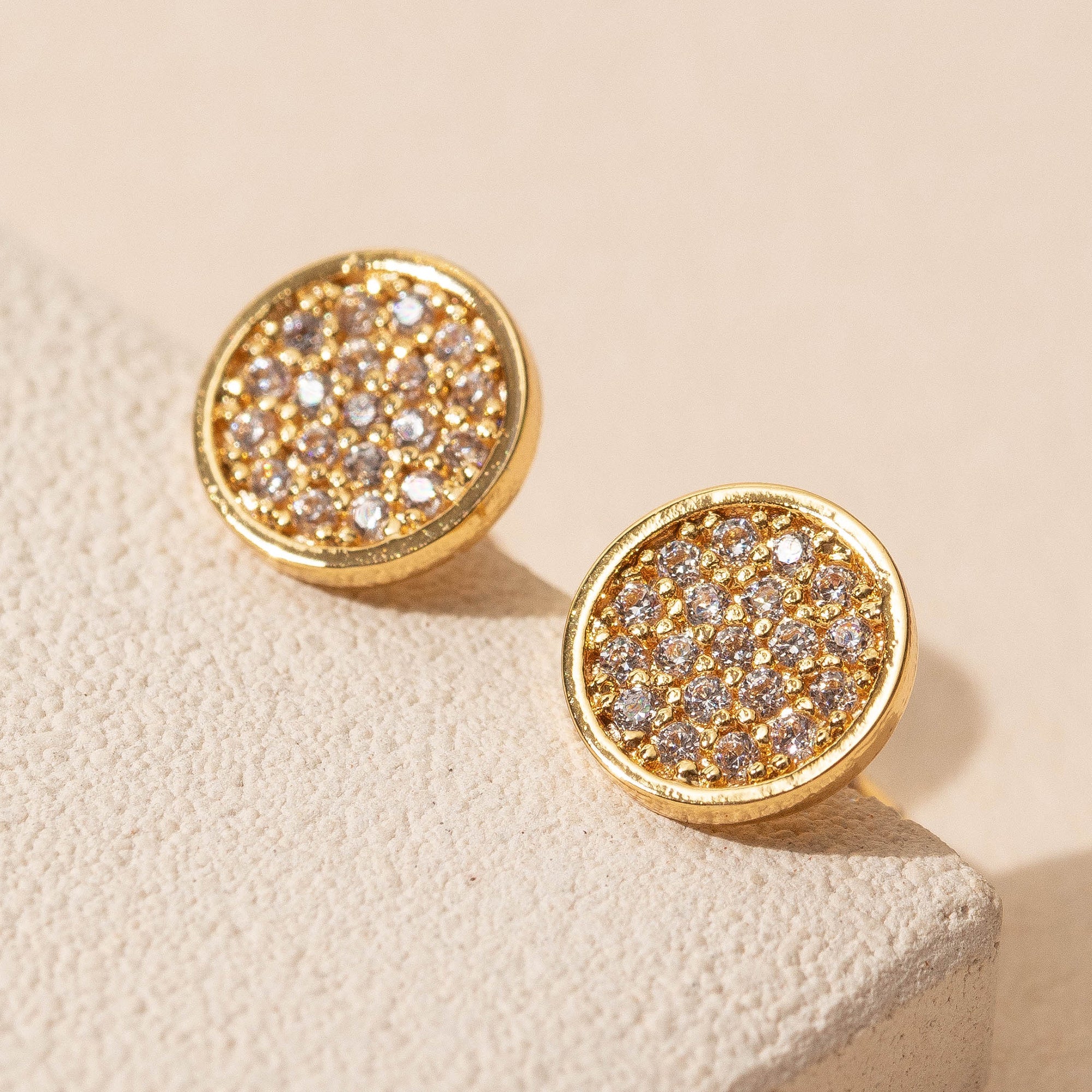 Circle CZ Stud Earrings
