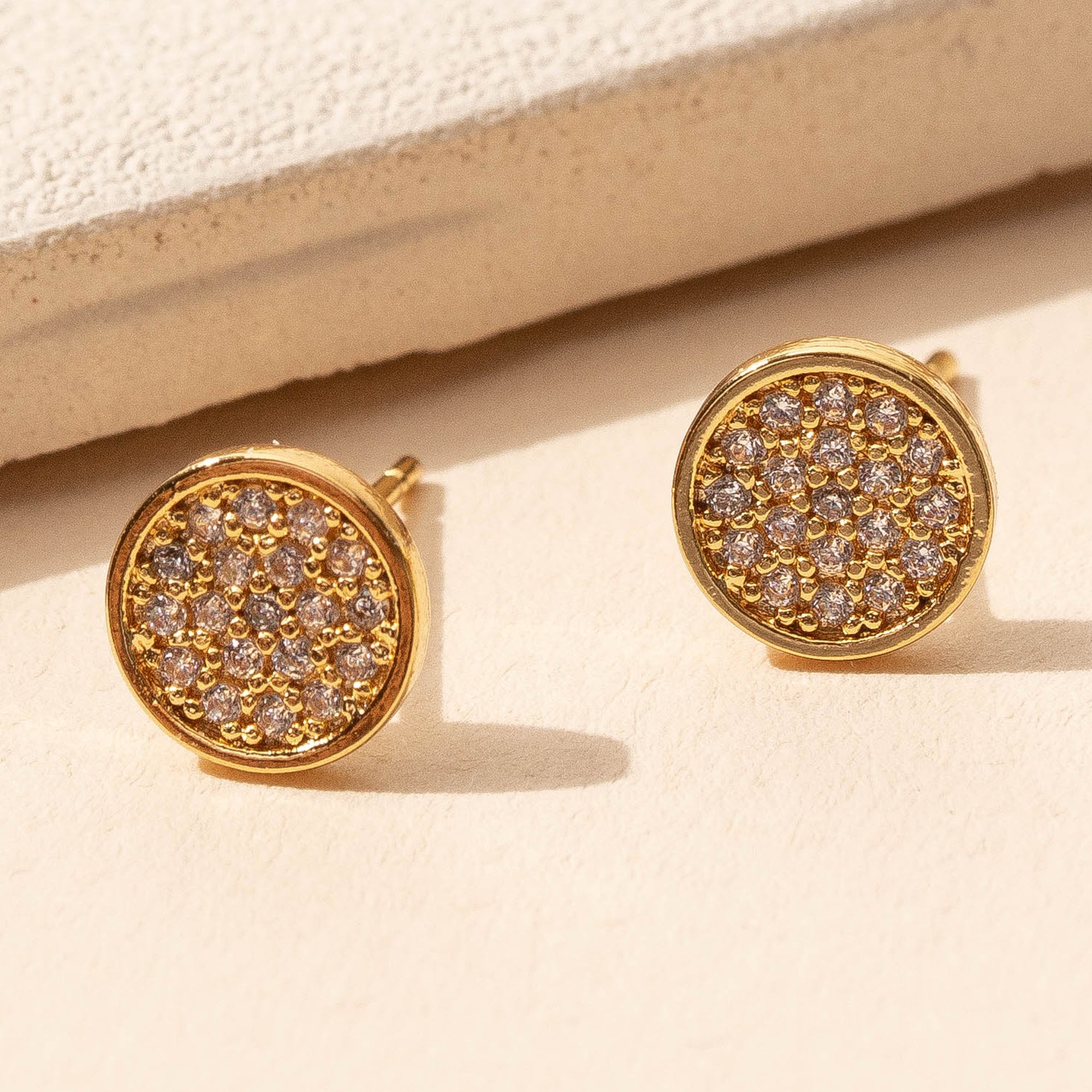 Circle CZ Stud Earrings