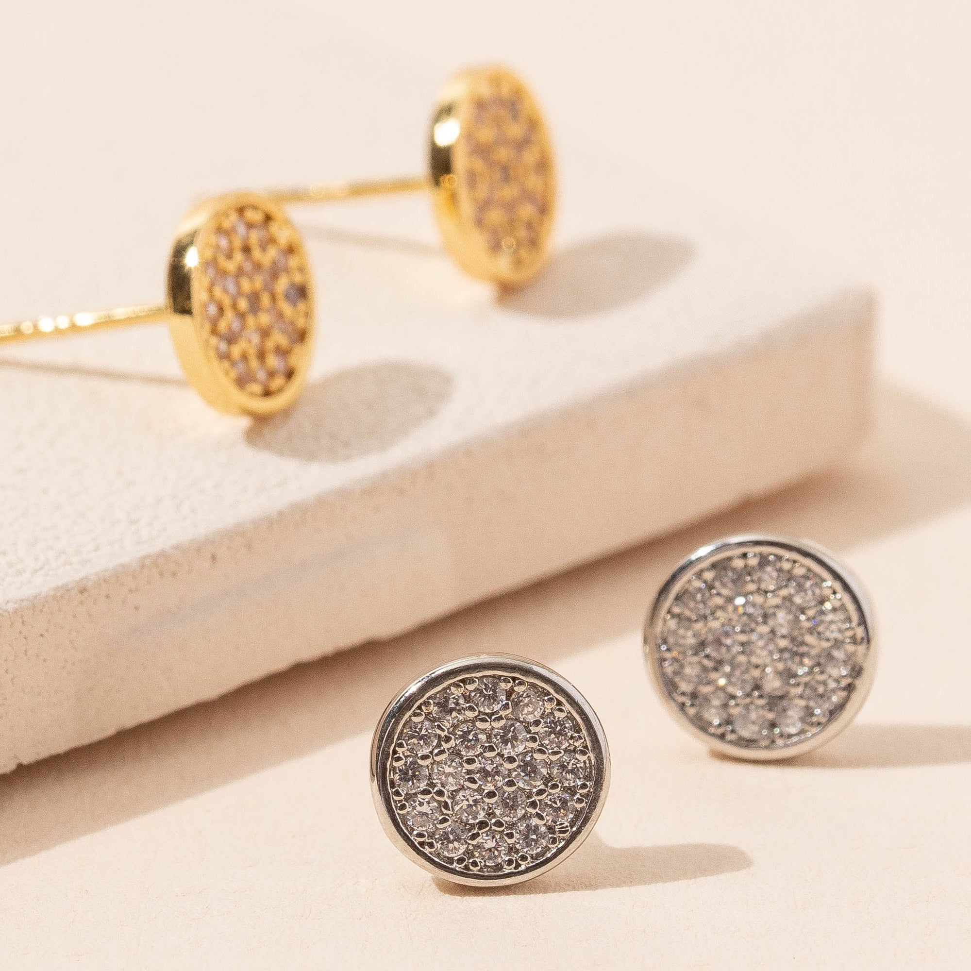 Circle CZ Stud Earrings