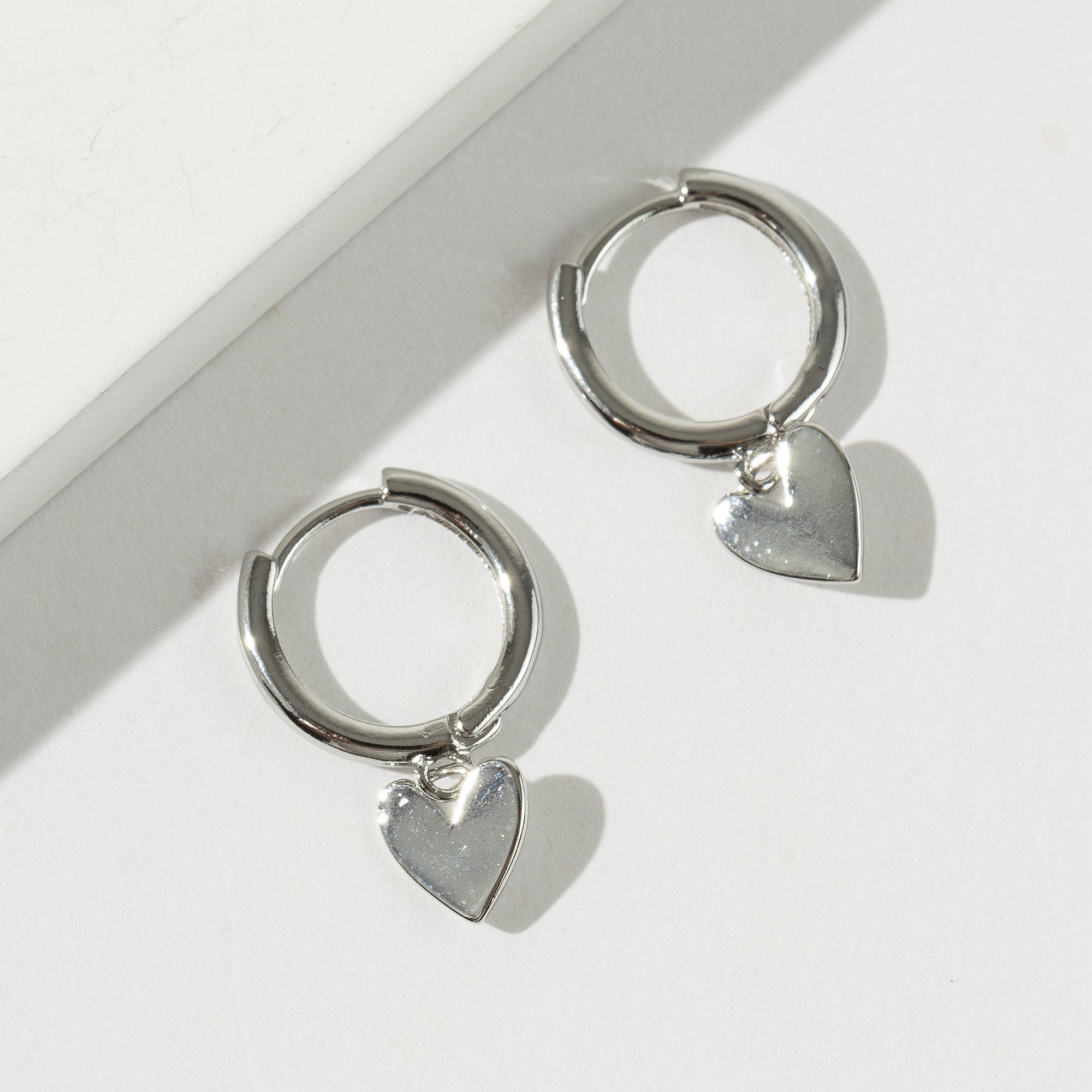 Heart Huggie Charm Earrings