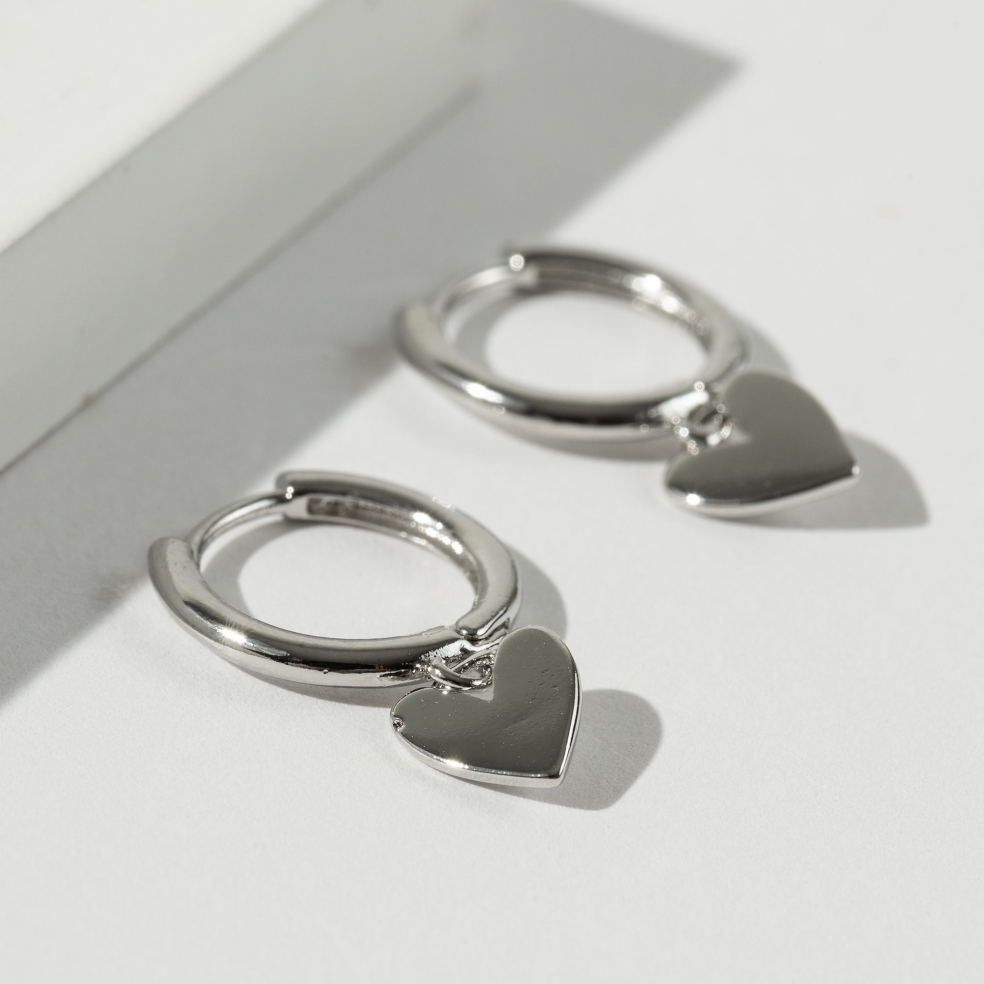 Heart Huggie Charm Earrings