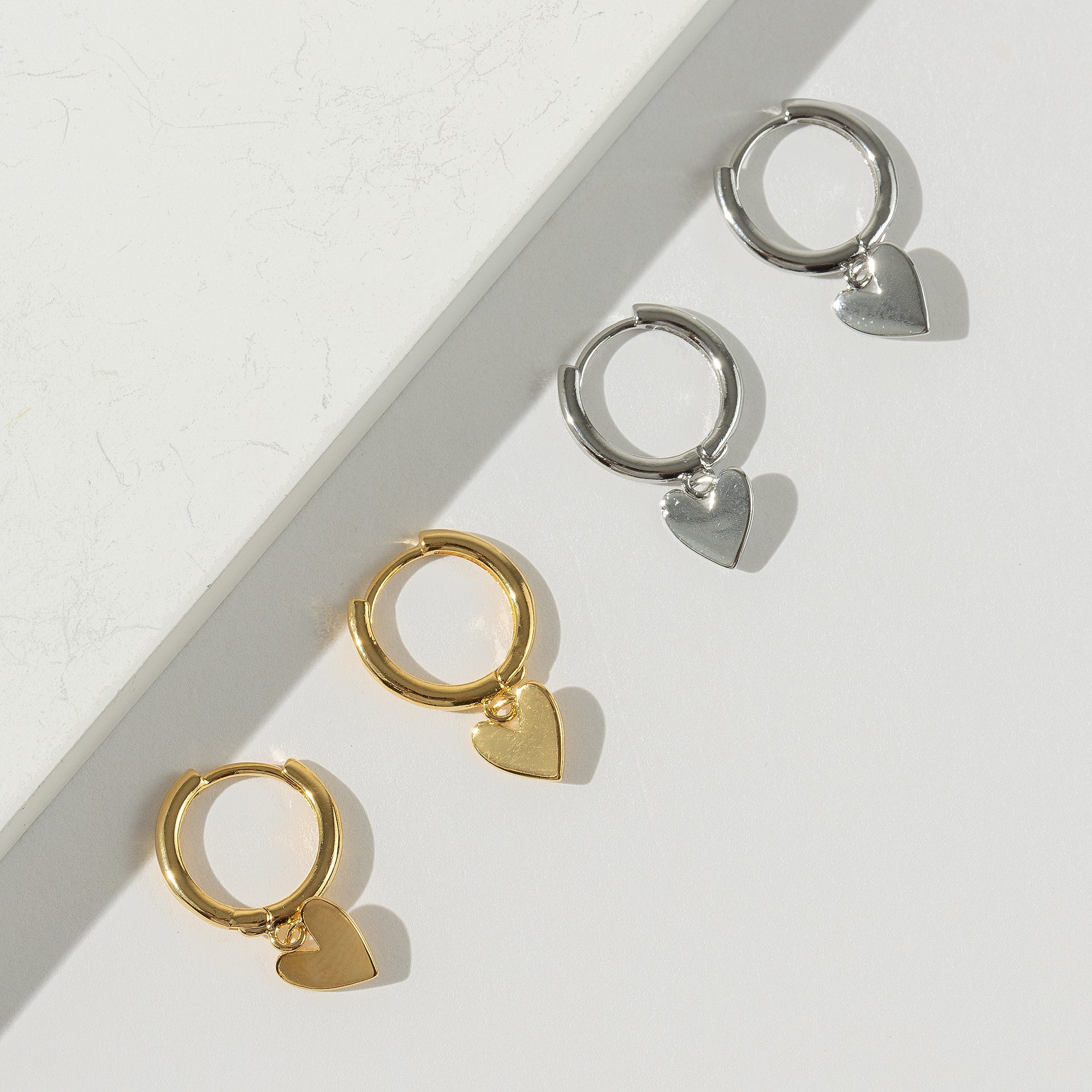 Heart Huggie Charm Earrings