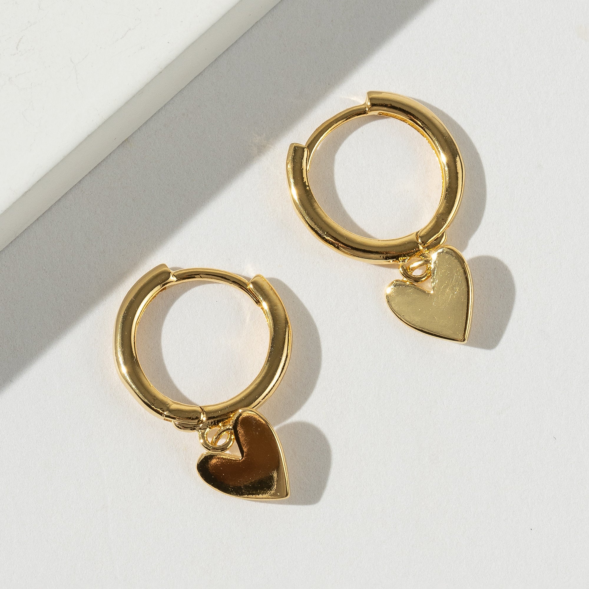 Heart Huggie Charm Earrings